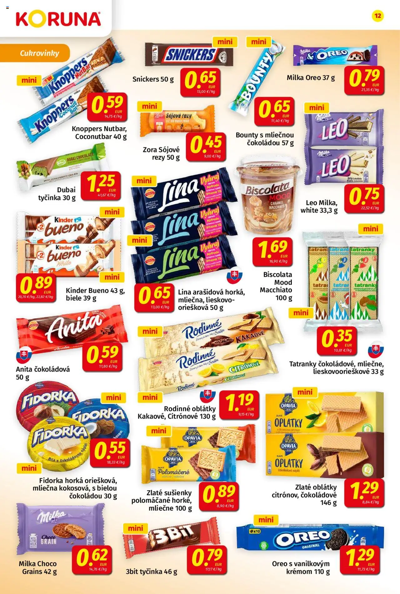 Nové Koruna akcie – leták je platný od 10.10.2025 | Strana: 12 | Produkty: Airpods, Kinder Bueno, Čokoláda, Iphone