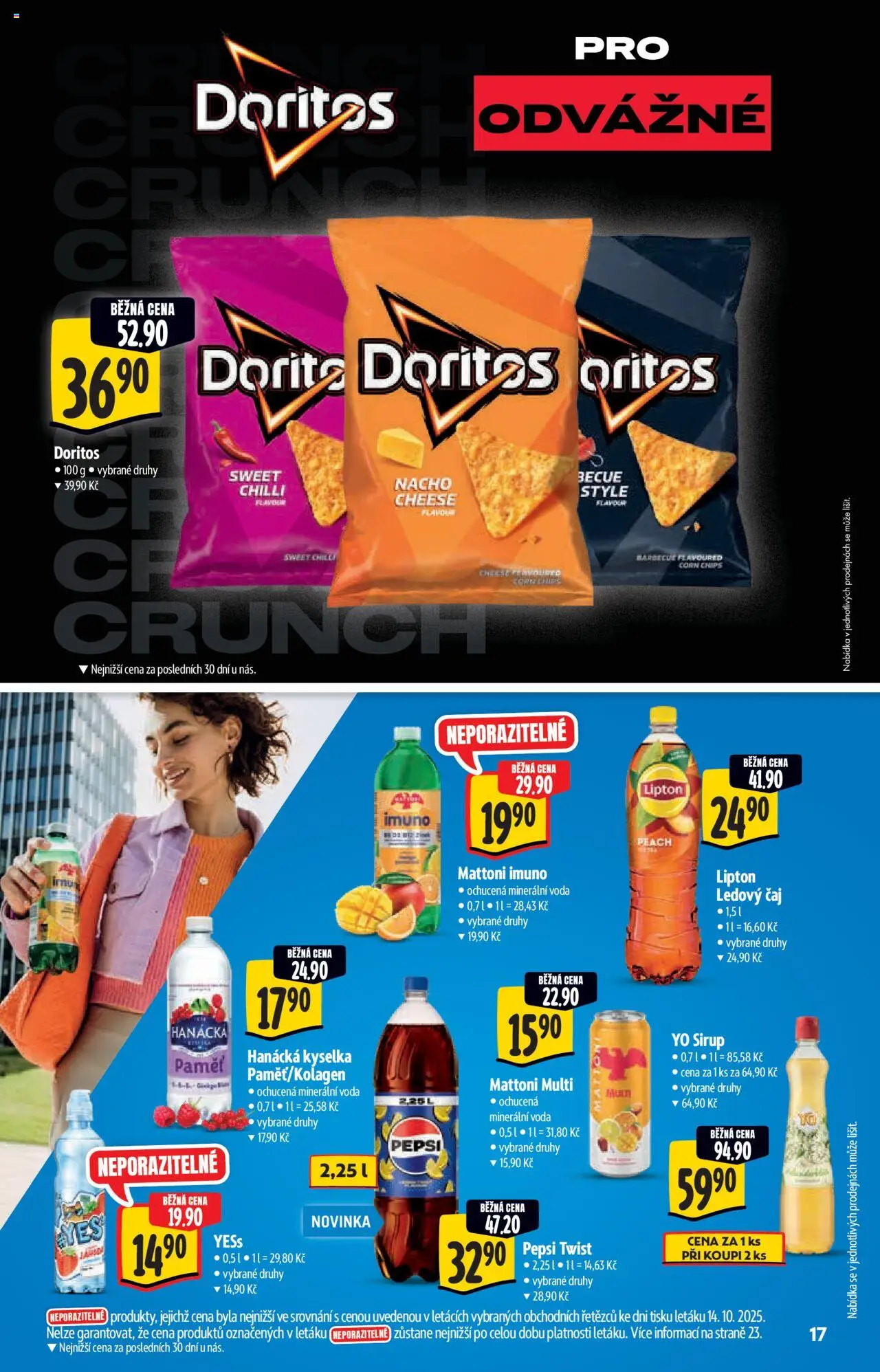 Albert katalog - Hypermarket od 22.10.2025 | Strana: 17 | Produkty: Hanácká kyselka, Voda, Čaj, Doritos