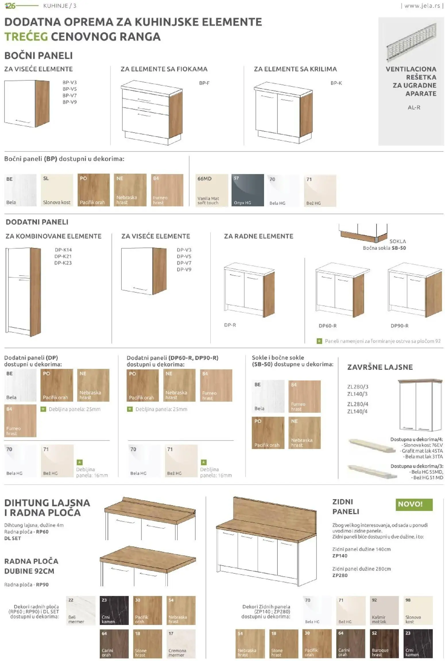 Jela katalog - važi od 09.03.2026 | Strana: 126 | Proizvode: Rešetka, Radna ploča, Orah