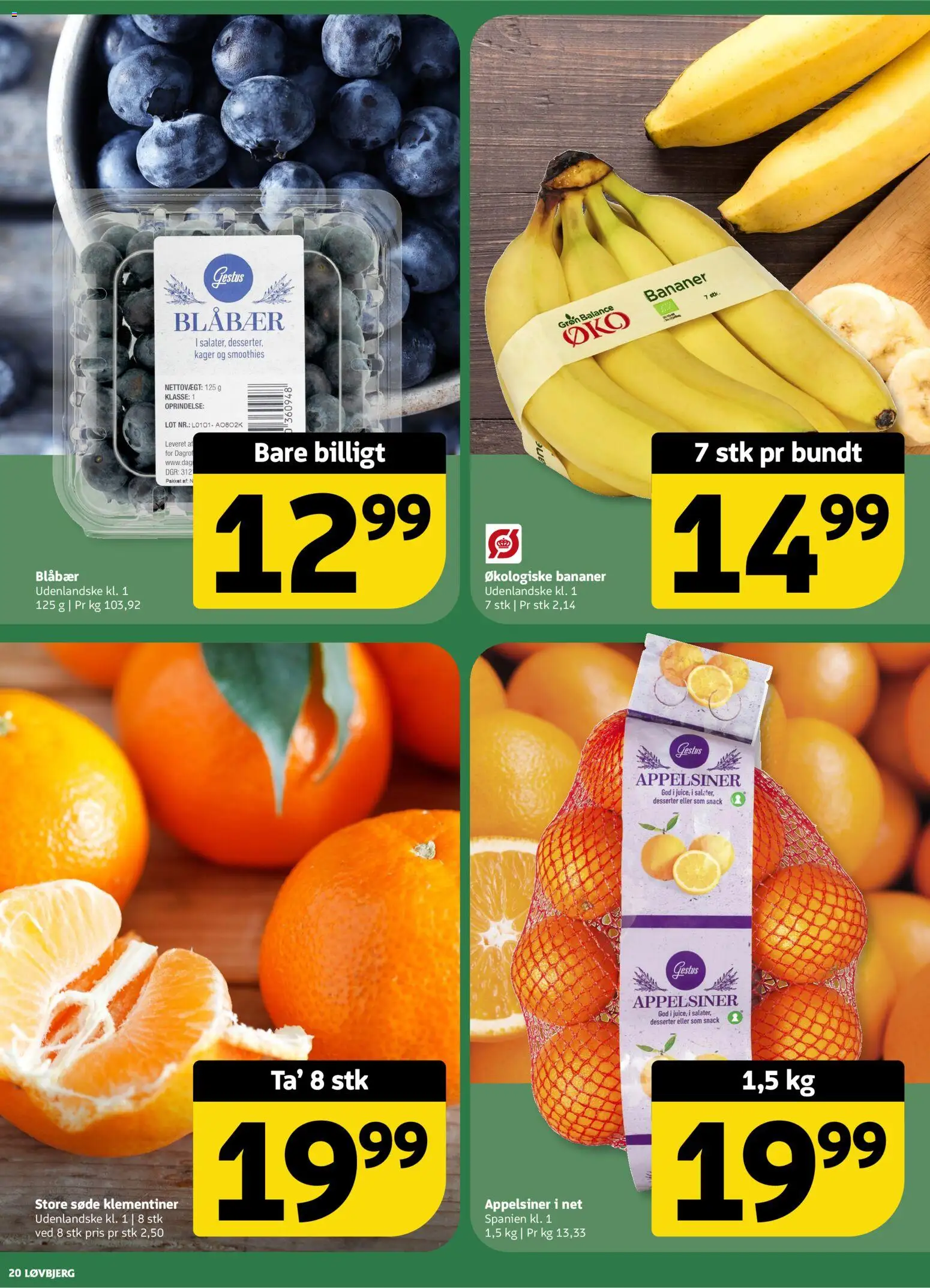 Løvbjerg tilbudsavis – gyldig fra 09.01.2026 | Side: 20 | Produkter: Appelsiner, Bananer, Kager, Søm