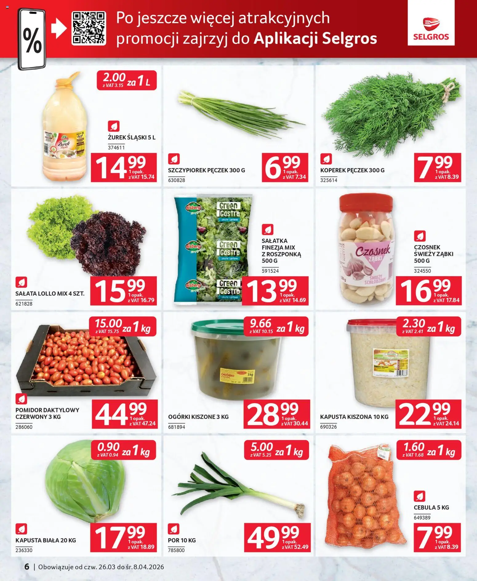 Selgros cash&carry gazetka - Oferta dla gastronomii od 26.03.2026 | Strona: 6 | Produkty: Koperek, Zurek, Por, Ogórki