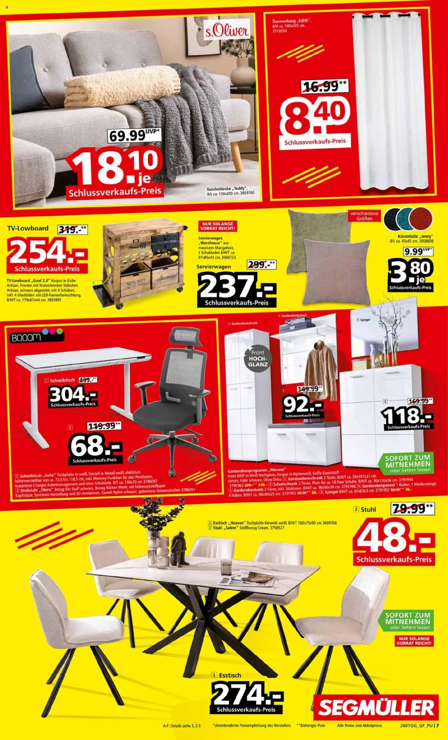 Segmüller Grösster WSW Aller Zeiten – gültig ab 10.01.2026 | Seite: 7 | Produkte: Servierwagen, Stuhl, Spiegel, Garderobenschrank