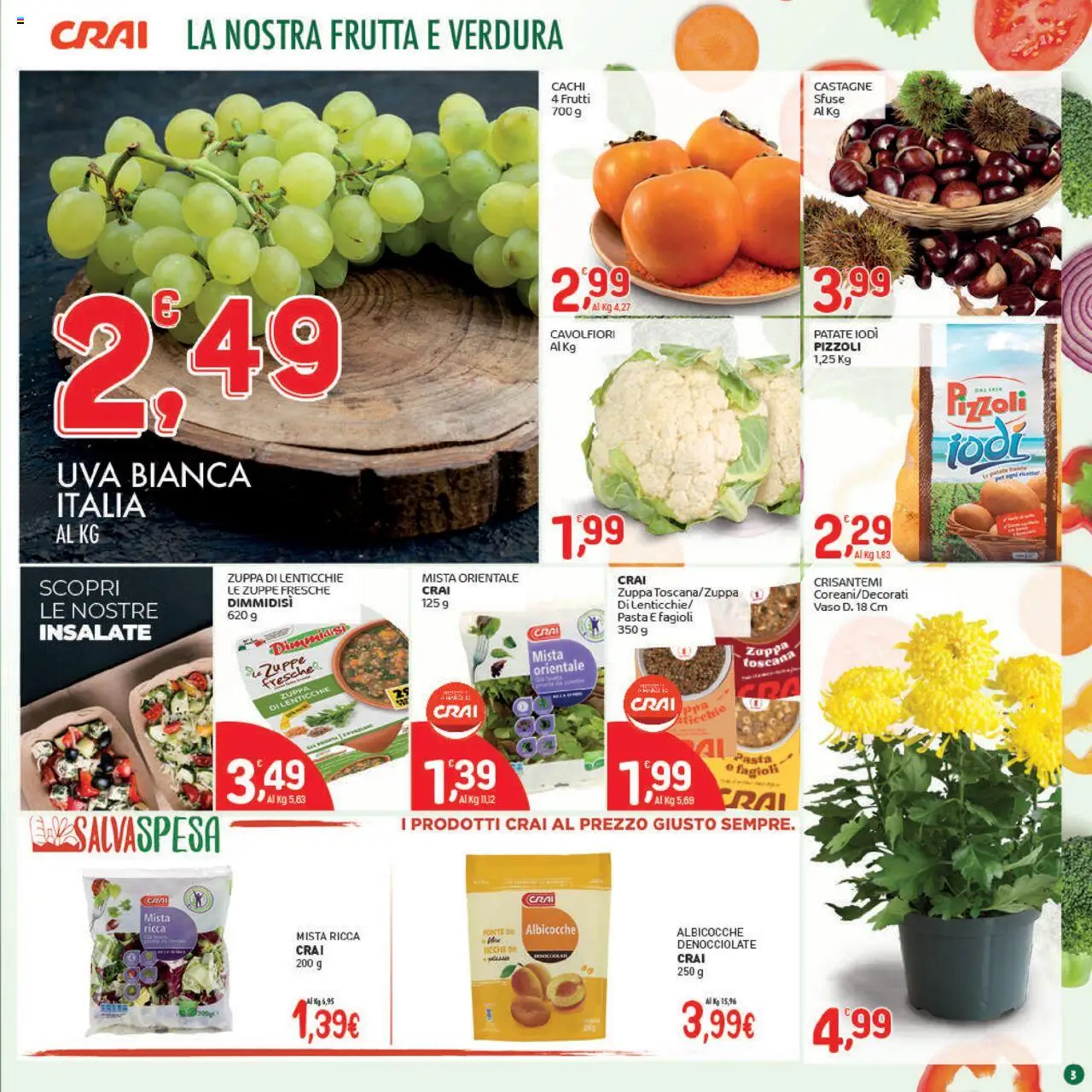 Volantino CRAI del 16.10.2025 | Pagina: 3 | Prodotti: Fagioli, Lenticchie, Frutta, Uva