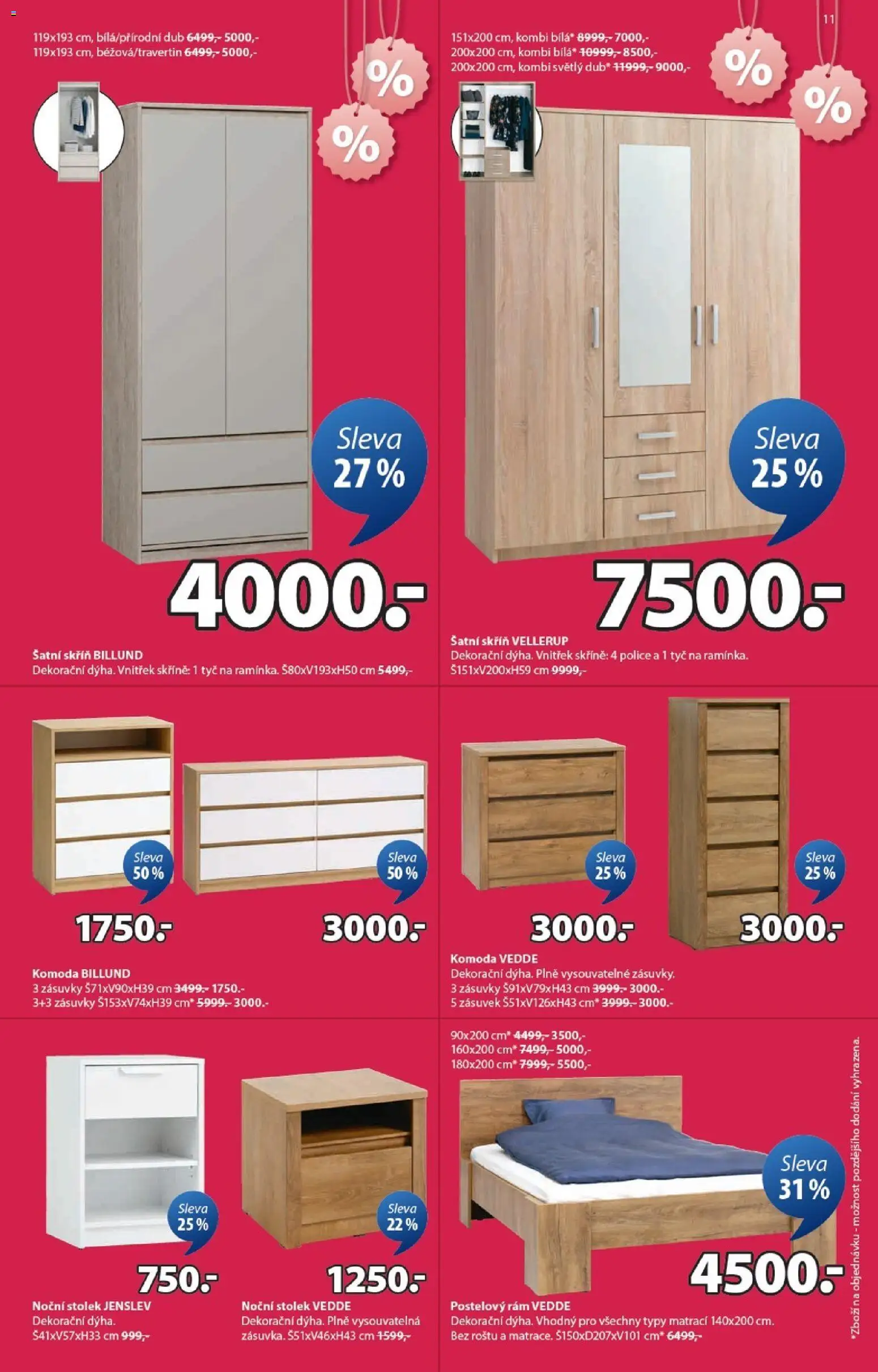 JYSK leták od 25.12.2025 | Strana: 11 | Produkty: Skříně, Šatní skříň, Noční stolek, Skříň