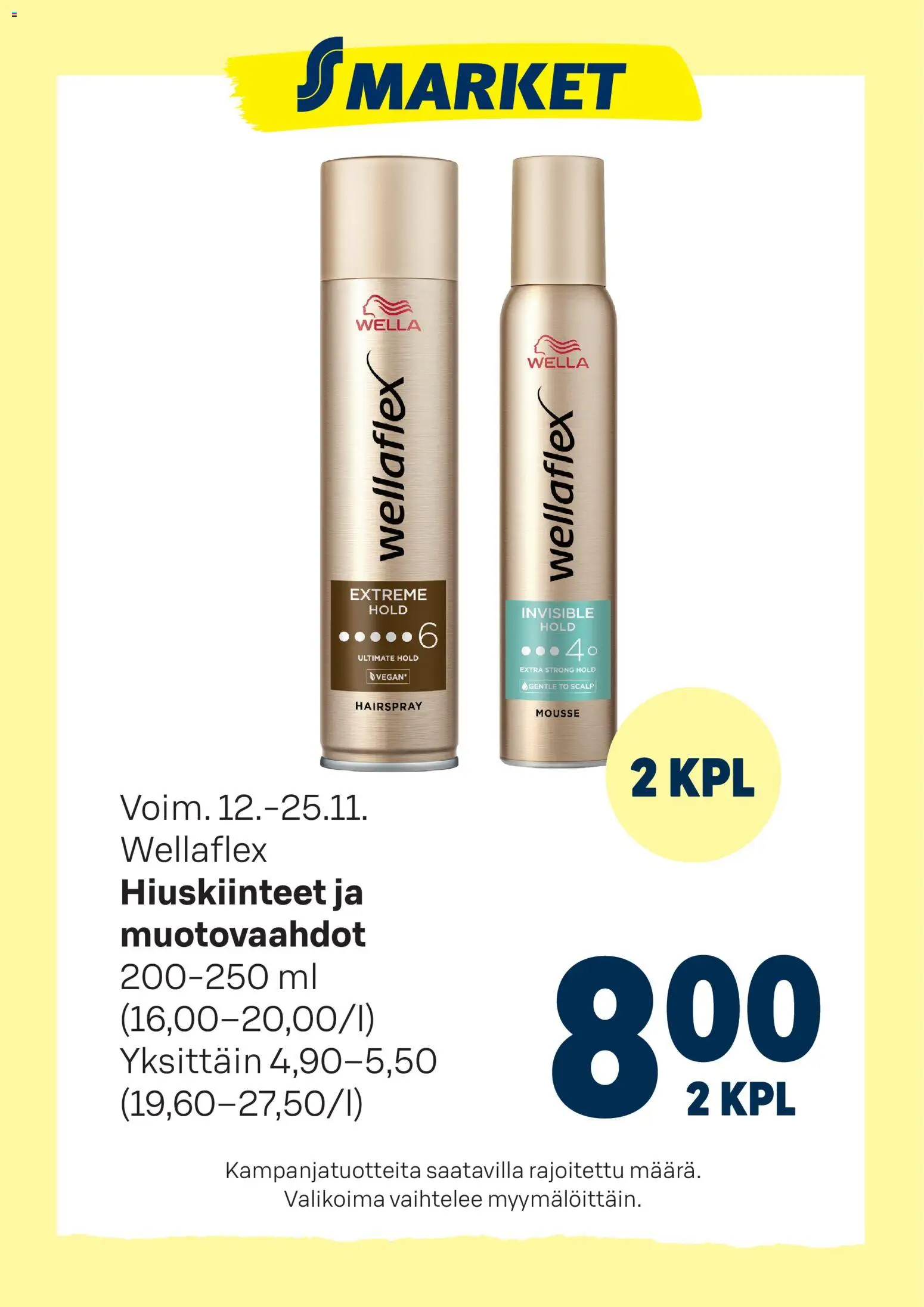 S-market tarjoukset Hiuskiinteet ja muotovaahdot – voimassa 12.11.2025 alkaen | Sivu: 1 | Tuotteet: Mousse