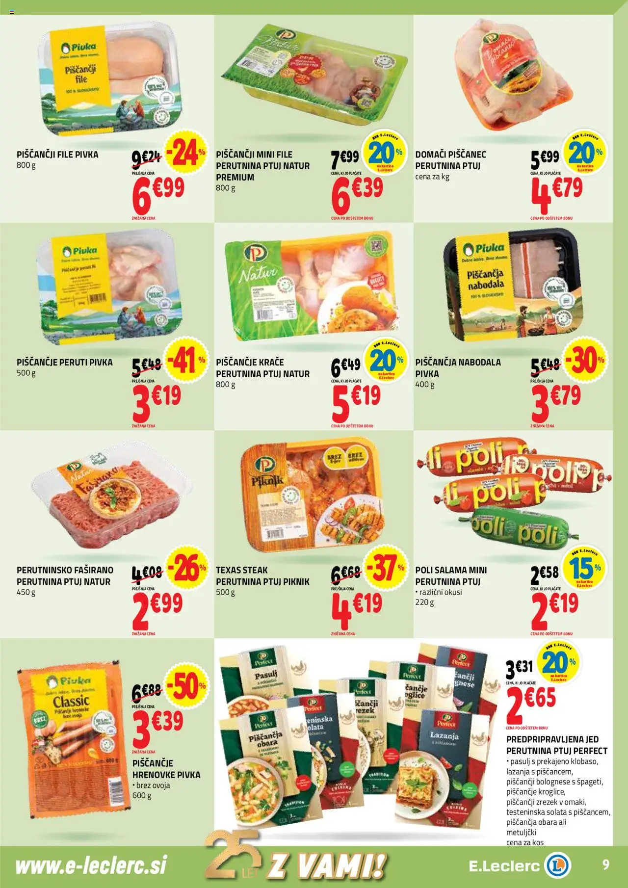 Novi E.leclerc katalog ponudbe – veljaven od 01.10.2025 | Stran: 9 | Izdelki: Kos, Salama, Lazanja, Solata