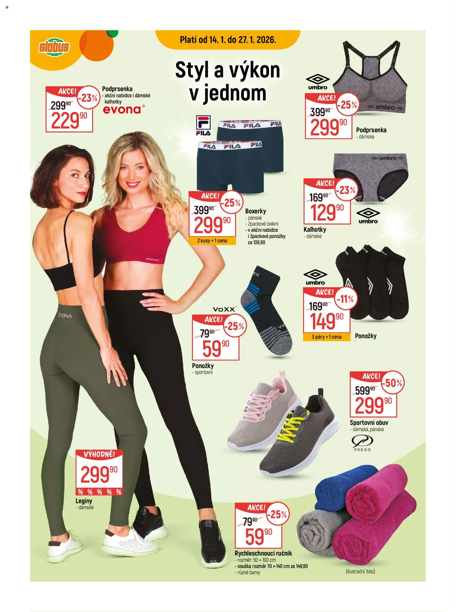 Globus leták - Praha-Štěrboholy od 14.01.2026 | Strana: 17 | Produkty: Rychleschnoucí ručník, Globus, Kalhotky, Legíny