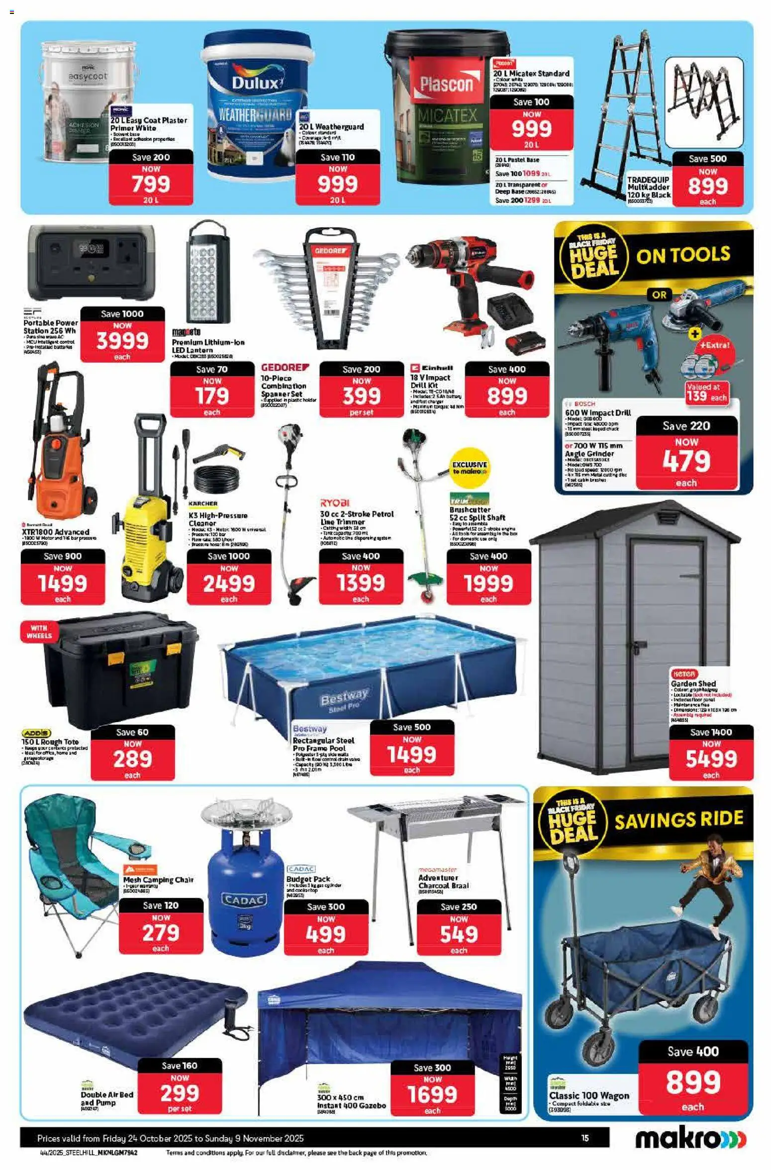 New Makro catalogue – valid from 24.10.2025 | Page: 15 | Products: Stool, Frame, Bed, Angle grinder