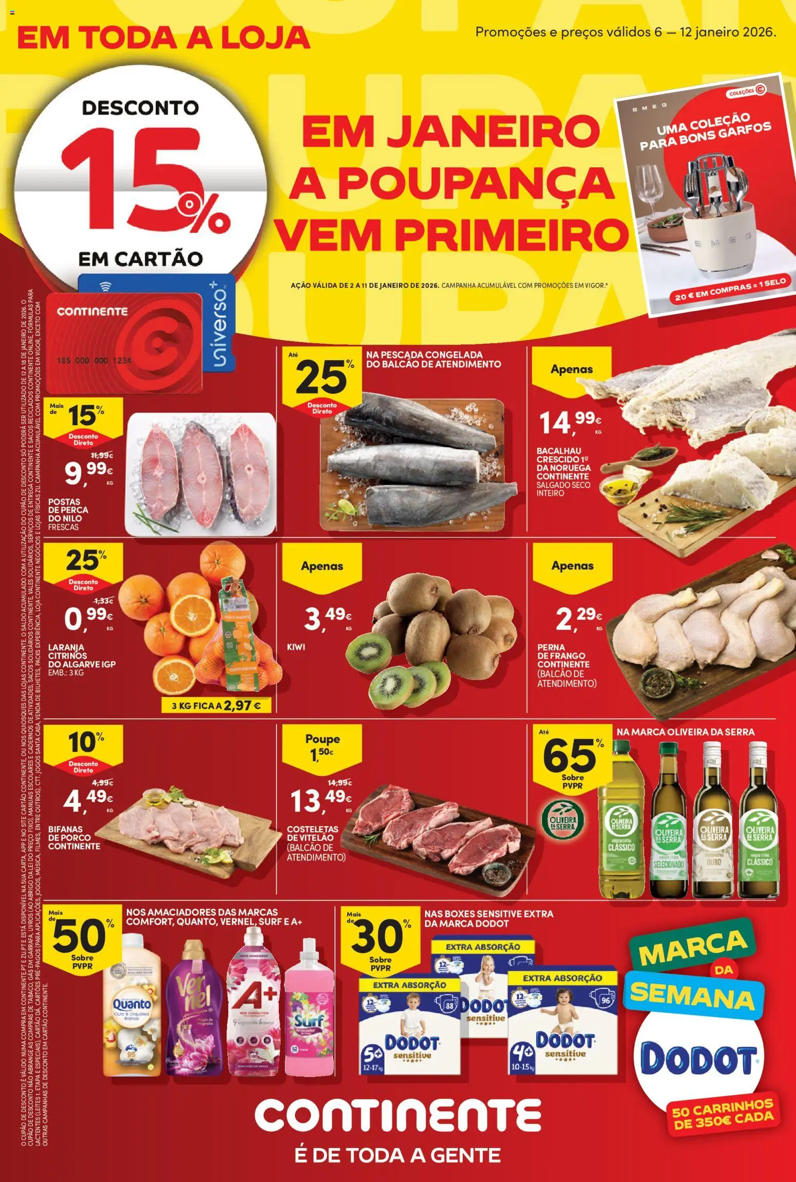Continente Semanal Continente Bom Dia │ válido de 06.01.2026 | Página: 1 | Produtos: Jogos, Bacalhau, Pescada, Kiwi