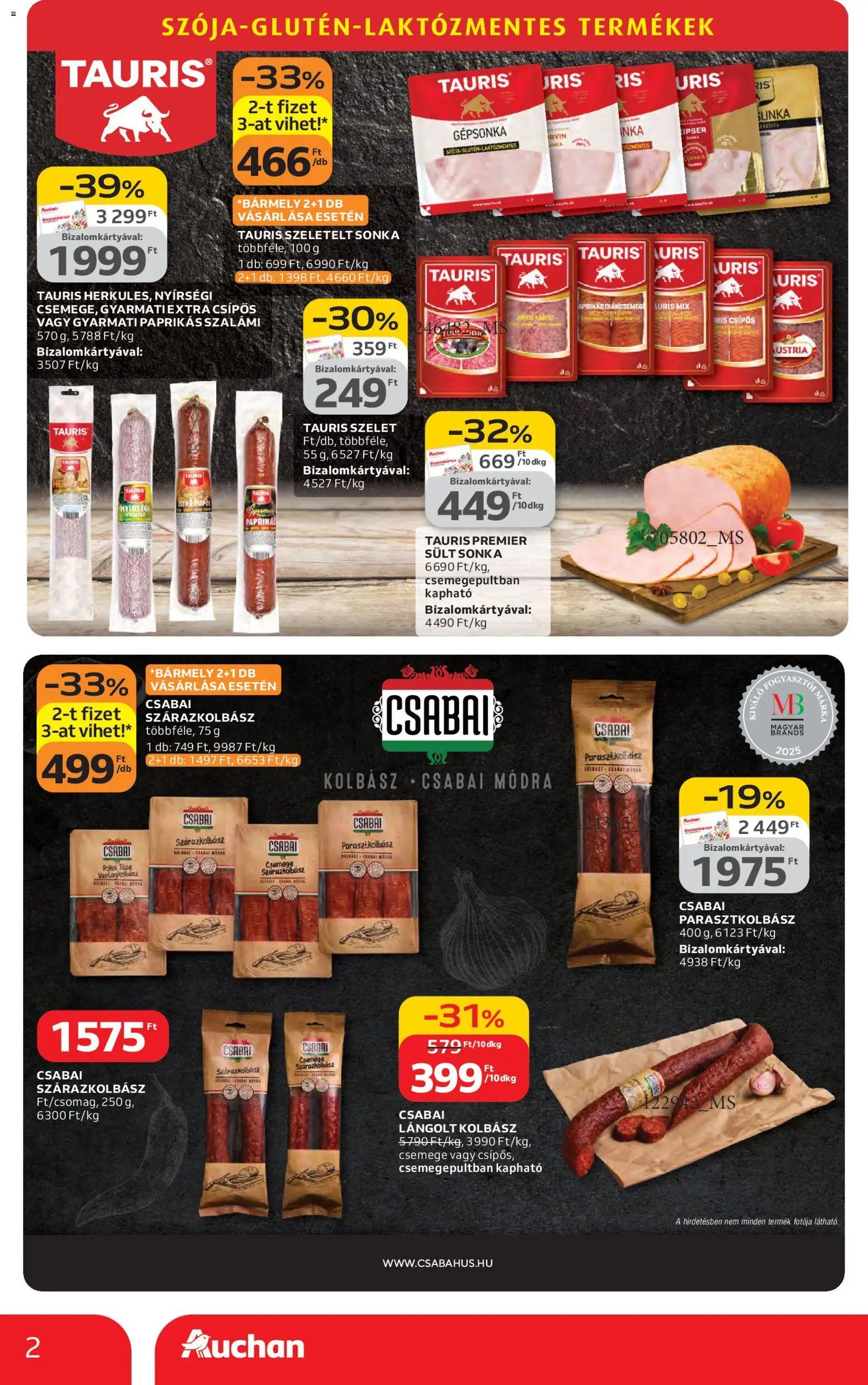 Auchan akciós ujság - amely érvényes a következő dátumtól: 05.02.2026 | Oldal: 2 | Termékek: Kolbász, Diákcsemege, Gépsonka, Lángolt kolbász