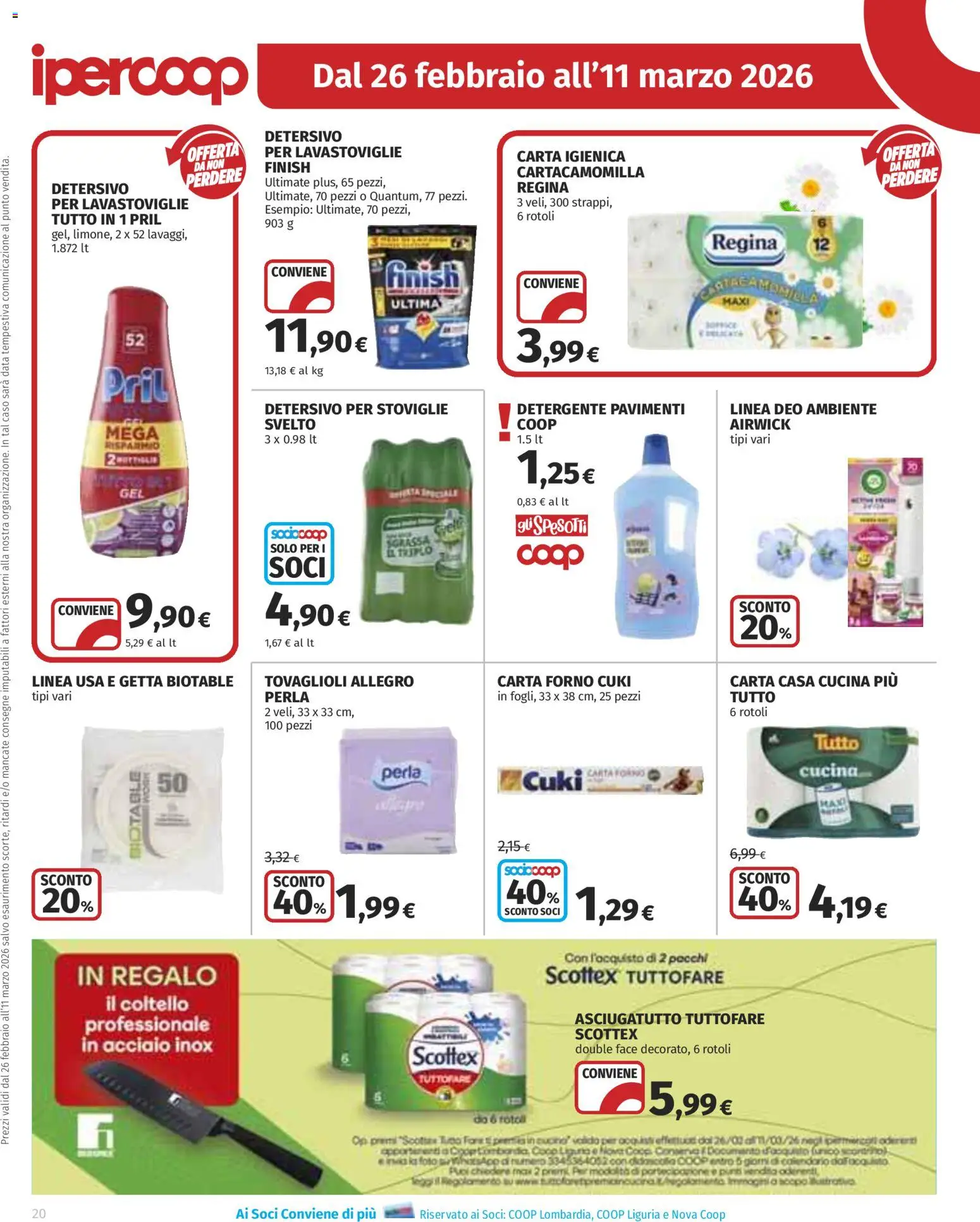 Volantino Ipercoop del 26.02.2026 | Pagina: 20 | Prodotti: Detergente, Data, Forno, Carta forno