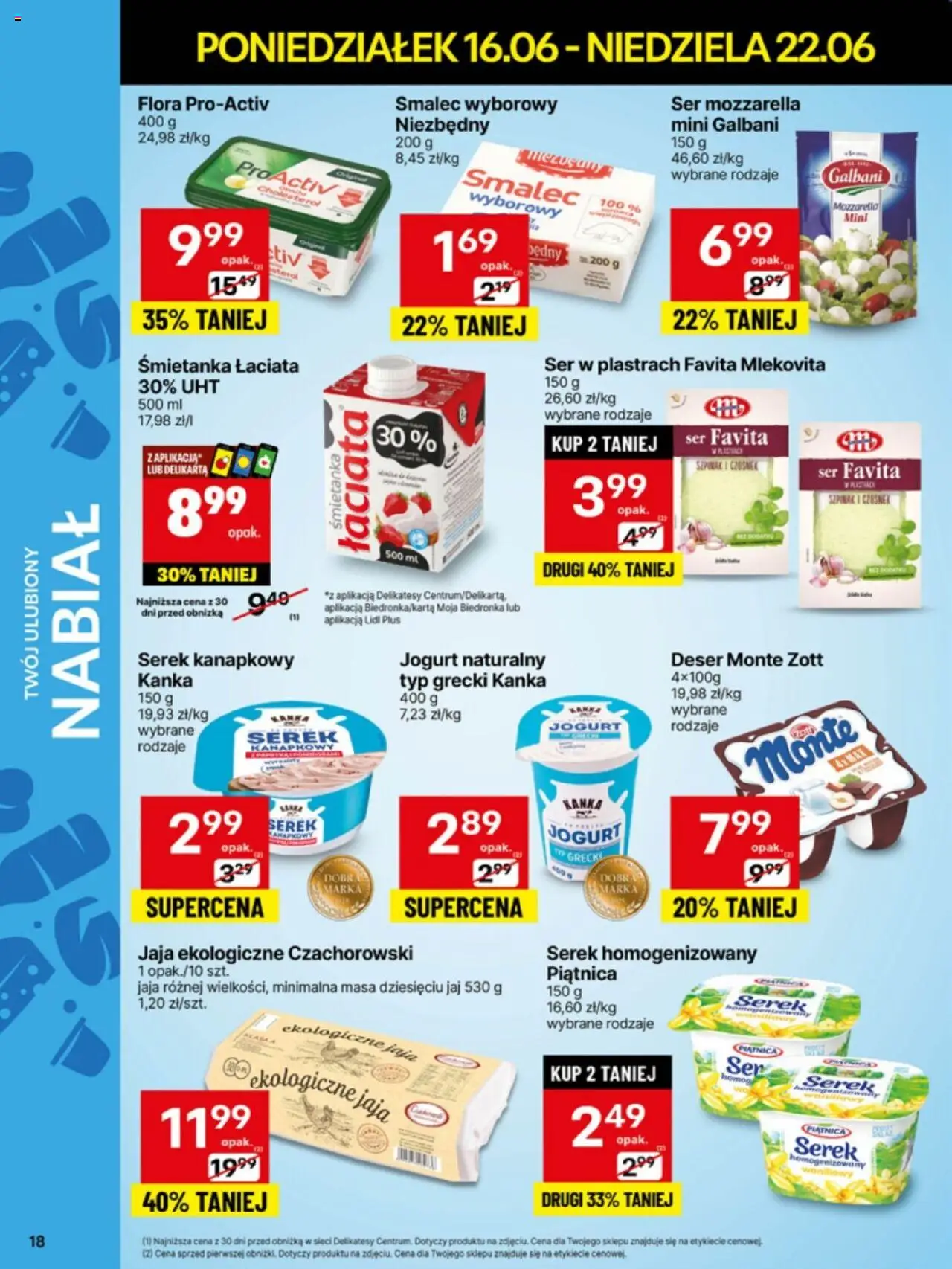Delikatesy Centrum Gazetka od 16.06.2025 | Strona: 18 | Produkty: Serek kanapkowy, Smalec wyborowy, Delikatesy, Mozzarella