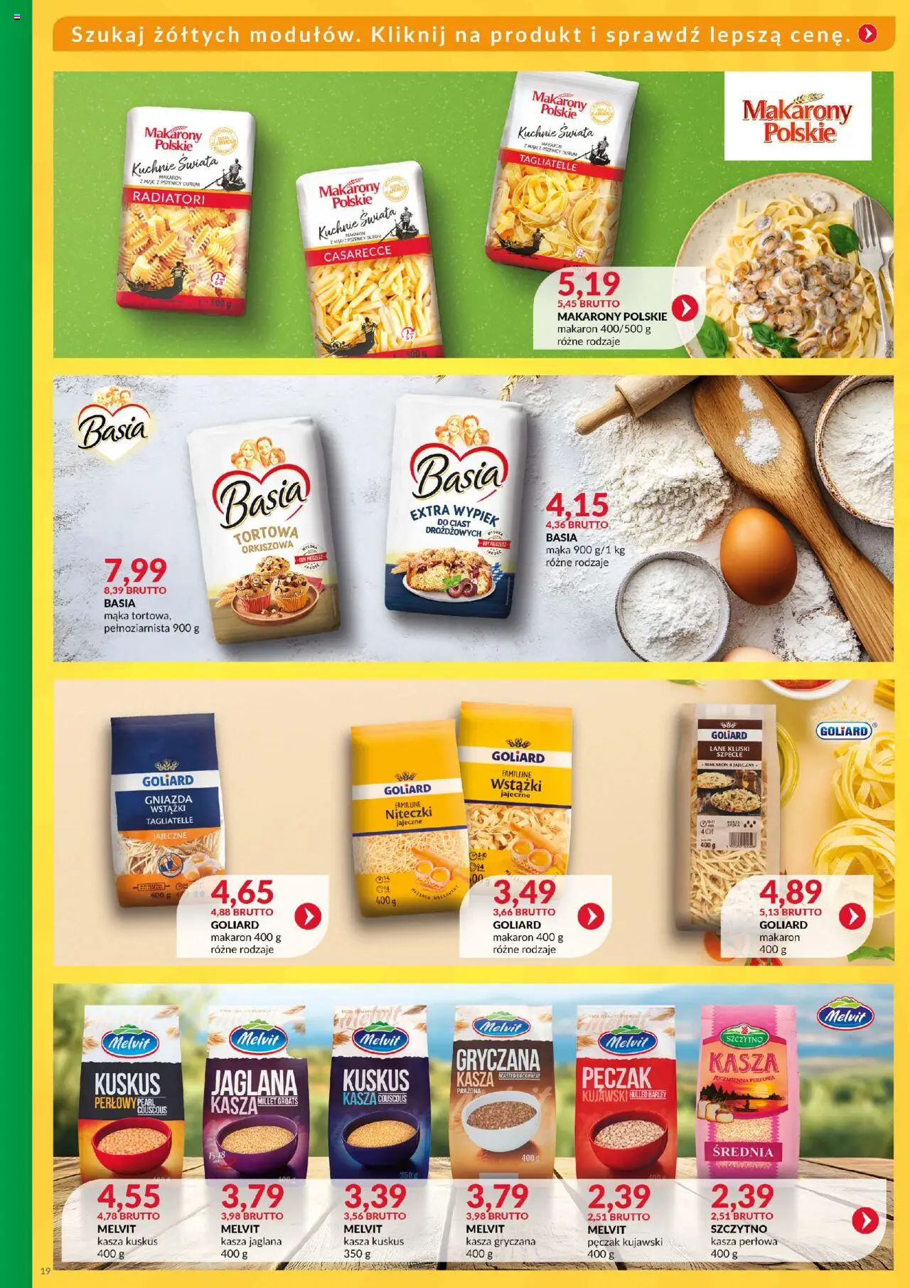 Eurocash Gazetka - Katalog Artykułów Spożywczych od 01.06.2025 | Strona: 19 | Produkty: Kasza jęczmienna, Makarony, Tagliatelle, Makaron