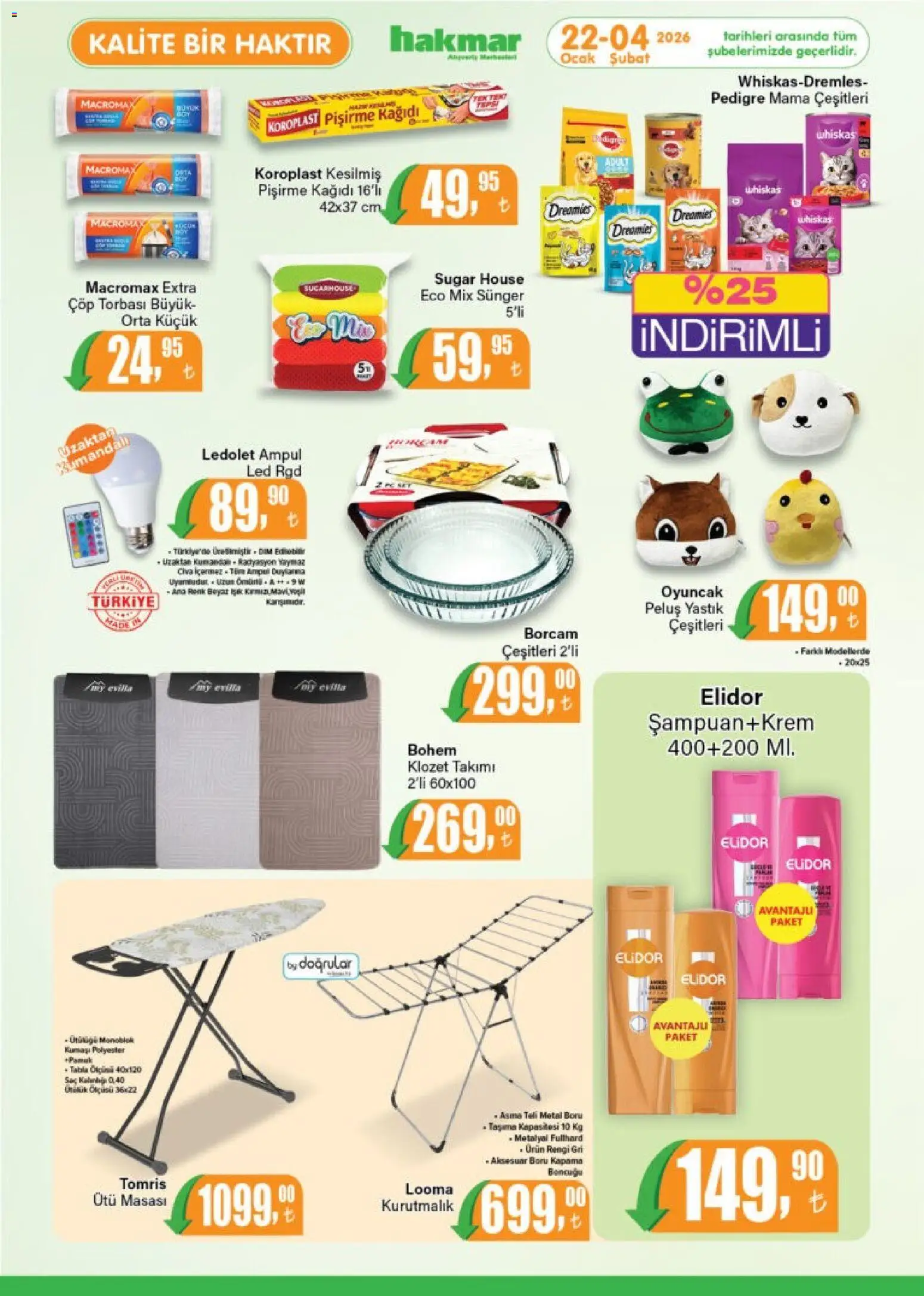 Hakmar Katalog - 22.01.2026 tarihinden itibaren geçerlidir | Sayfa: 6 | Ürünler: Yastık, Çöp torbası, Ütü masası, Ocak