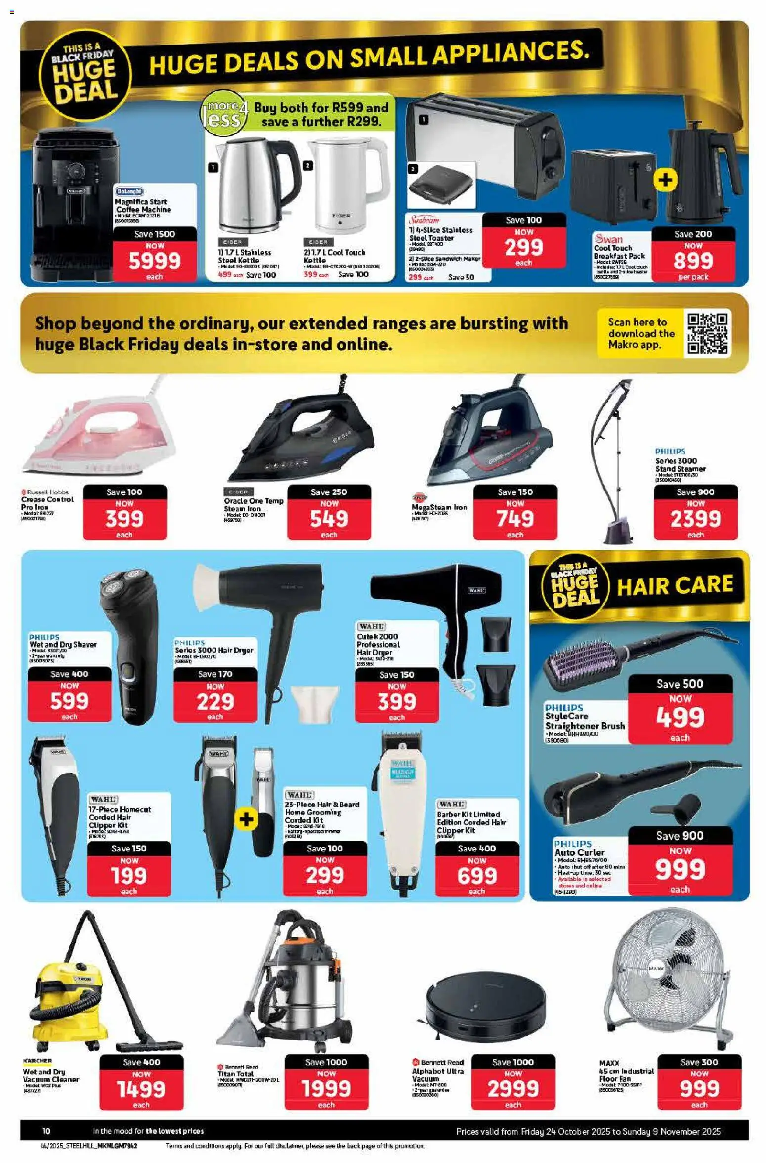 New Makro catalogue – valid from 24.10.2025 | Page: 10 | Products: Vacuum cleaner, Iron, Sandwich maker, Coffee