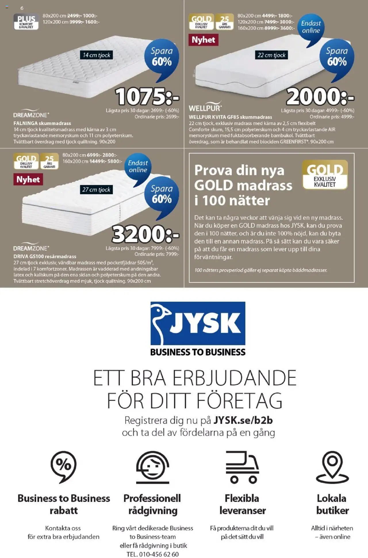 JYSK reklamblad aktuell från 20.10.2025 | Sida: 6 | Produkter: Resårmadrass, Skummadrass, Galler, Ring