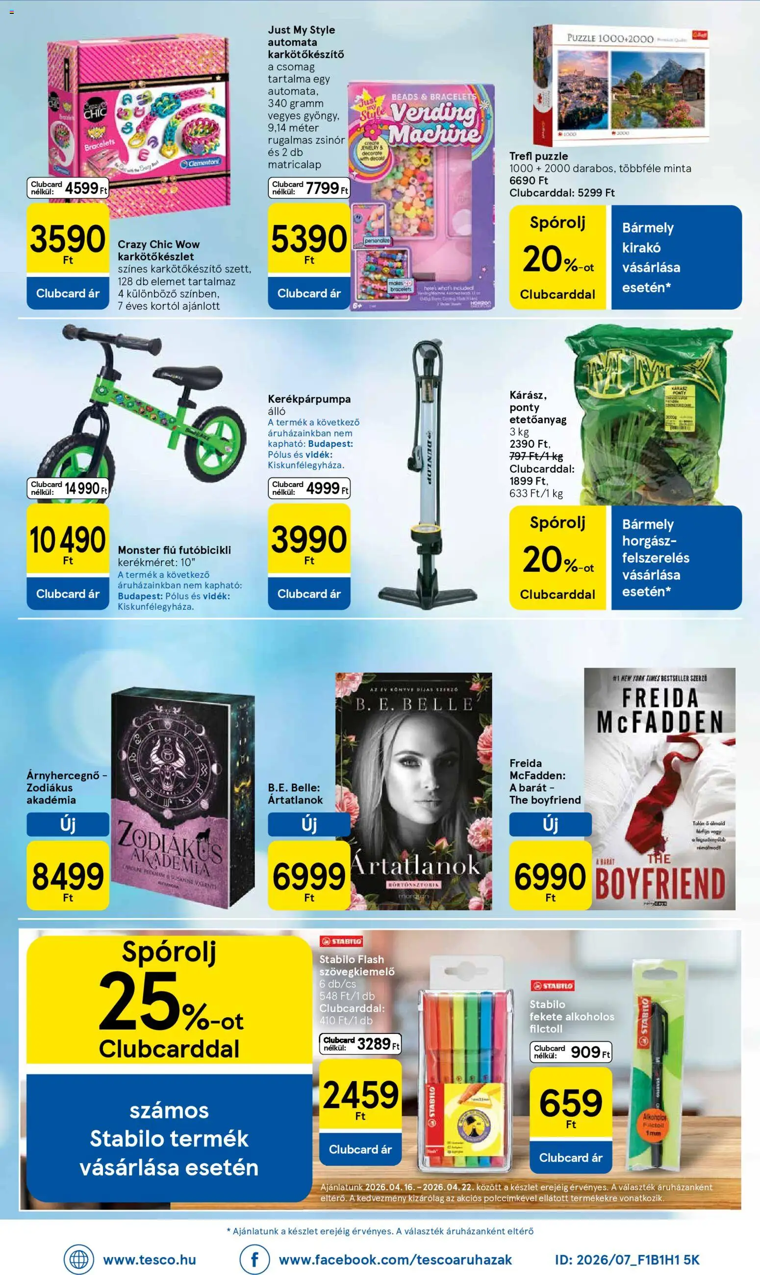 Tesco akciós ujság - amely érvényes a következő dátumtól: 16.04.2026 | Oldal: 32 | Termékek: Puzzle, Ponty