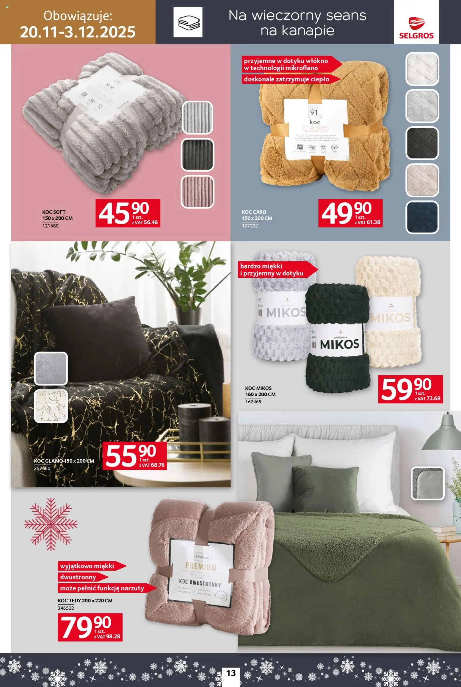 Selgros cash&carry Gazetka - Home&Deco od 20.11.2025 | Strona: 13 | Produkty: Koc