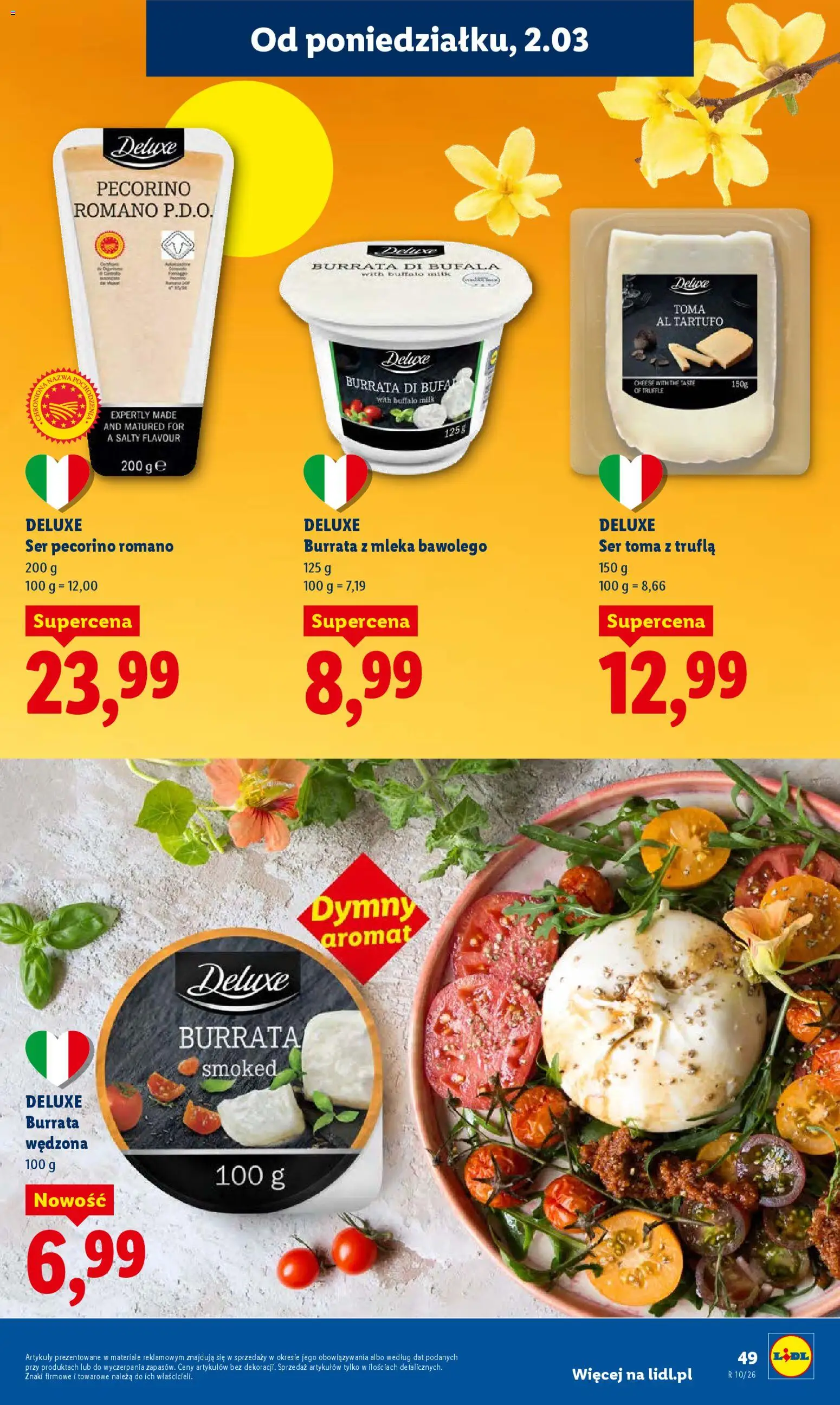 Lidl gazetka od 02.03.2026 | Strona: 49 | Produkty: Ser pecorino romano, Pecorino, Mleka, Ser