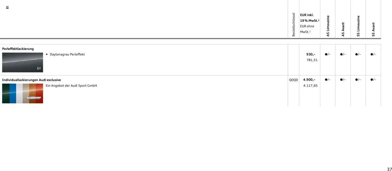 Audi A5 – gültig ab 09.01.2025 | Seite: 37