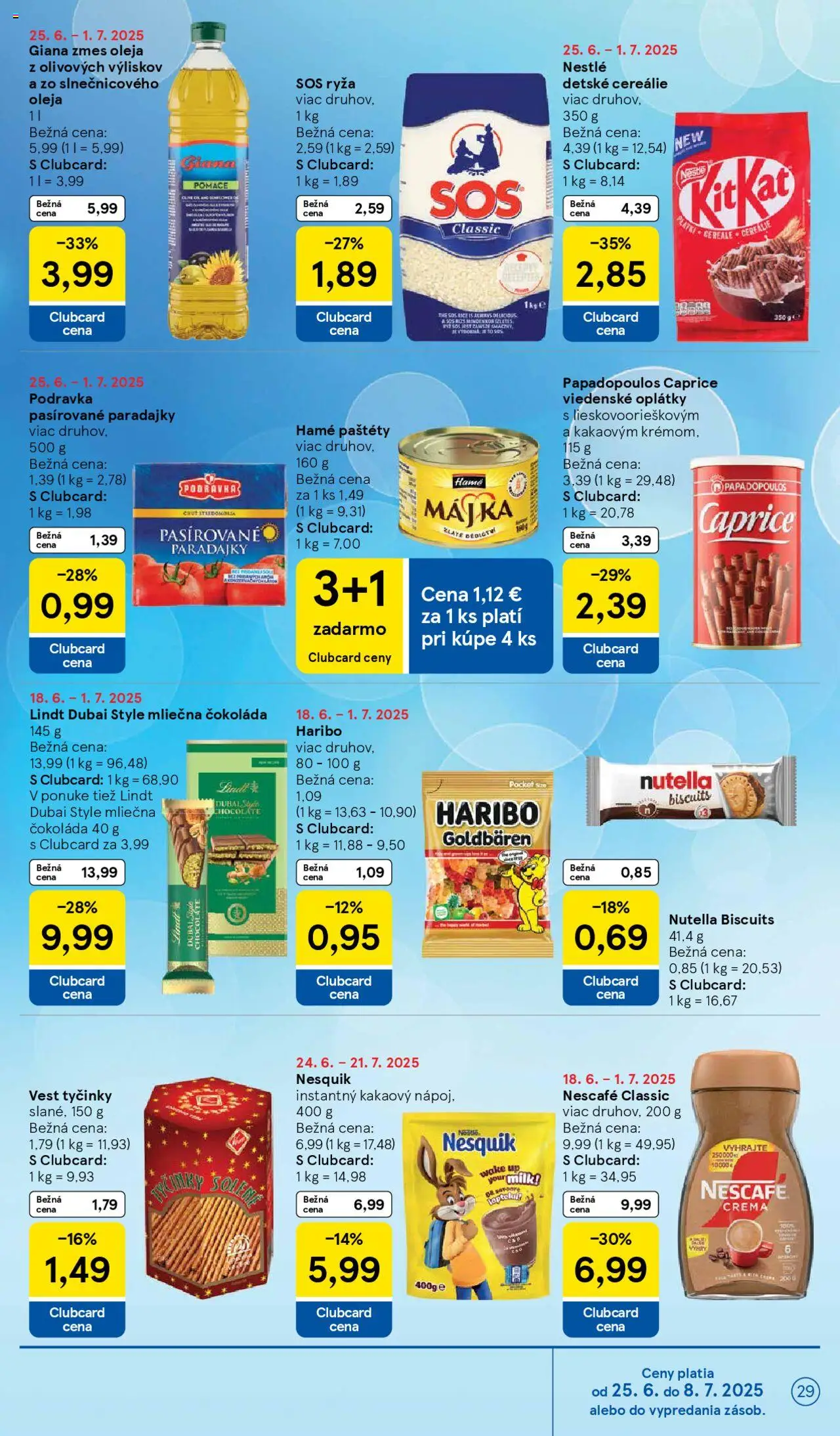 Tesco Hypermarket - leták │ platný od 25.06.2025 | Strana: 29 | Produkty: Ryža, Lindt, Nescafé Classic, Nesquik