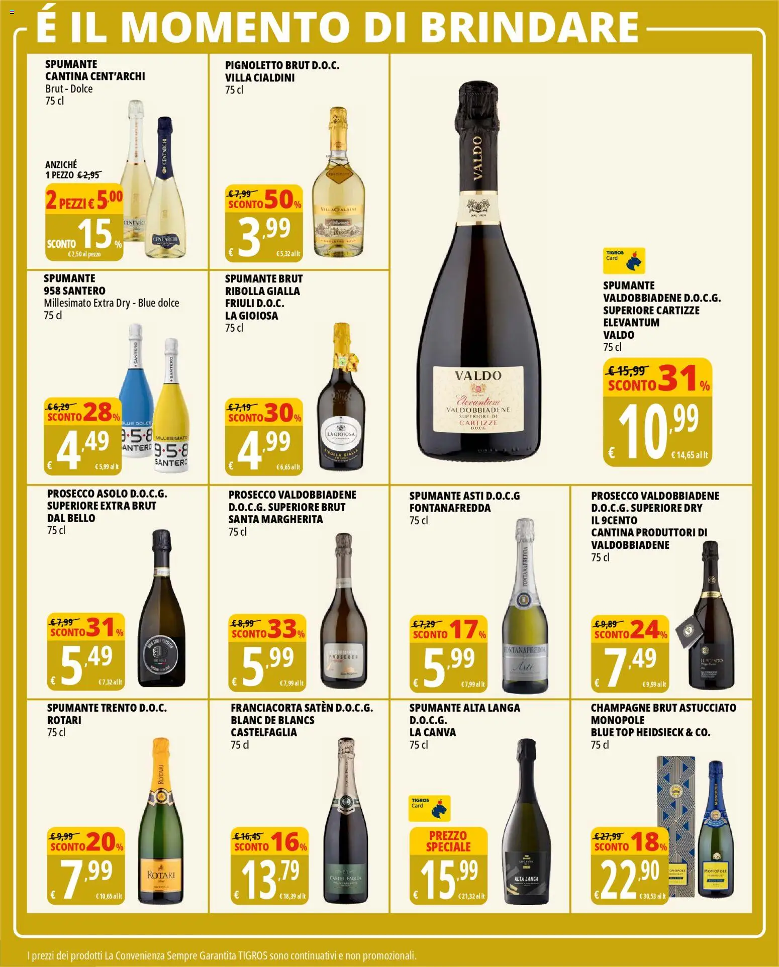 Volantino Tigros del 26.11.2025 | Pagina: 27 | Prodotti: Prosecco, Top, Spumante, Champagne