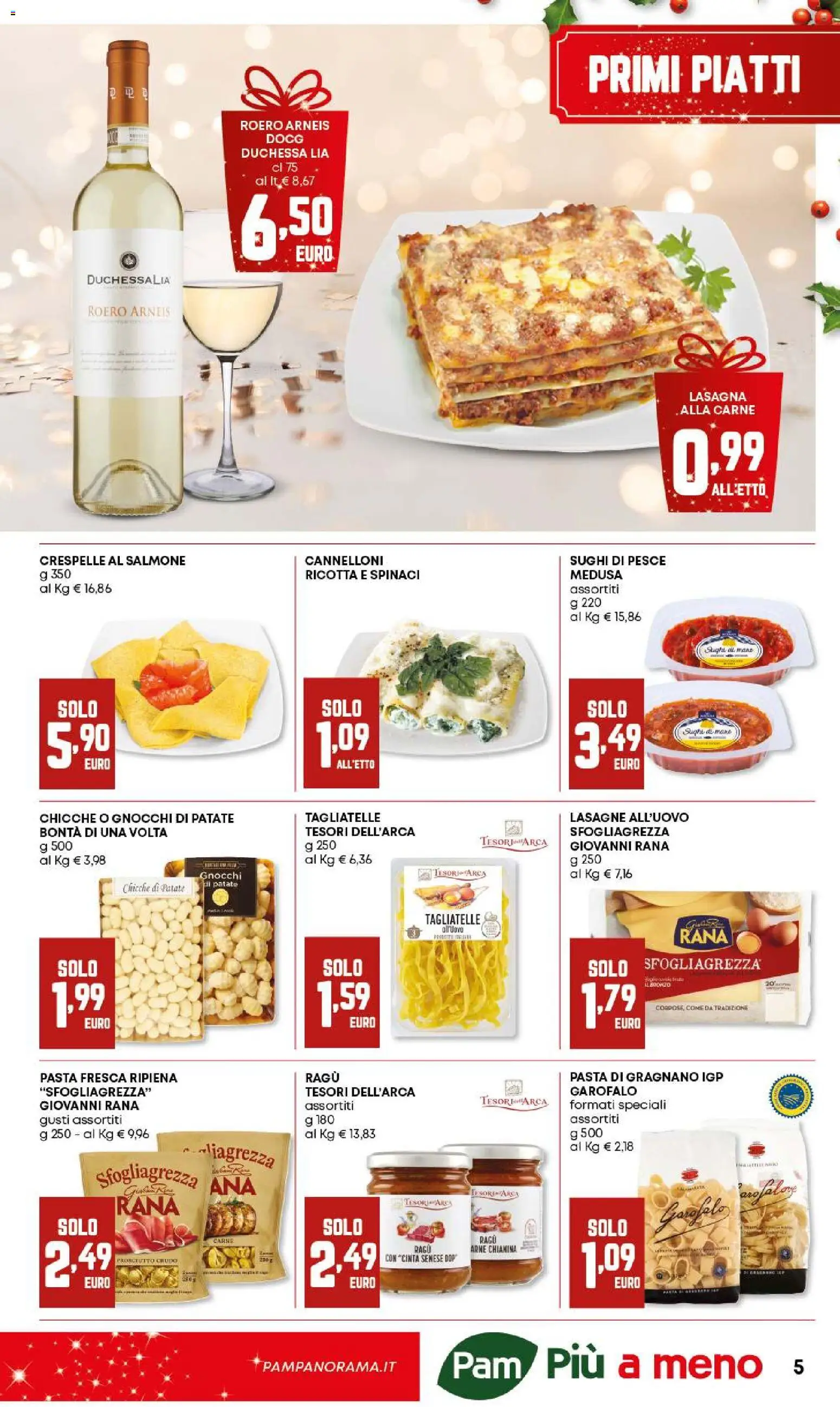 Volantino Panorama del 18.12.2025 | Pagina: 5 | Prodotti: Salmone, Prosciutto, Pasta, Spinaci