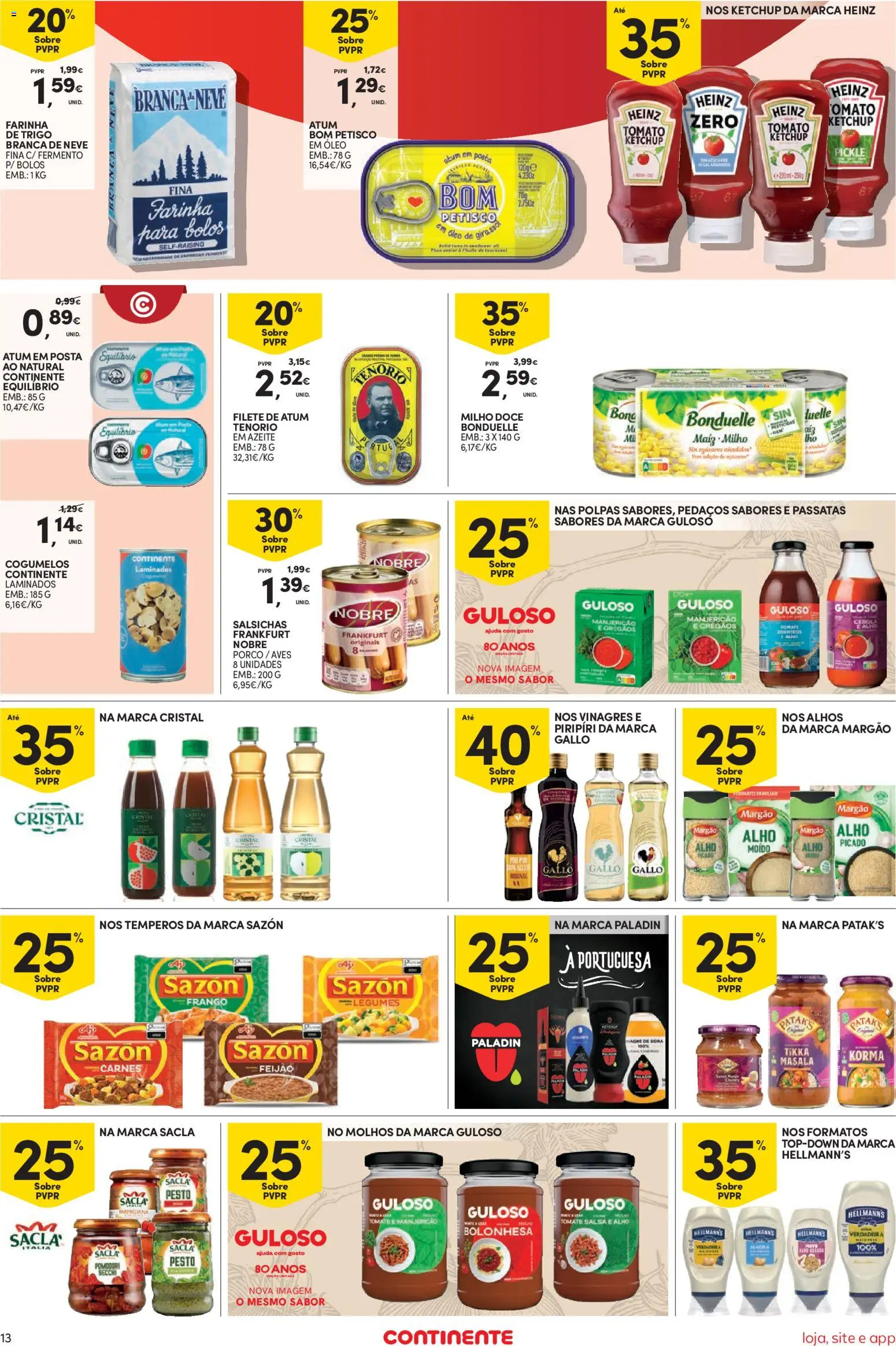 Continente Semanal Continente Bom Dia │ válido de 06.01.2026 | Página: 13 | Produtos: Molho de tomate, Maionese, Tomate, Cogumelos