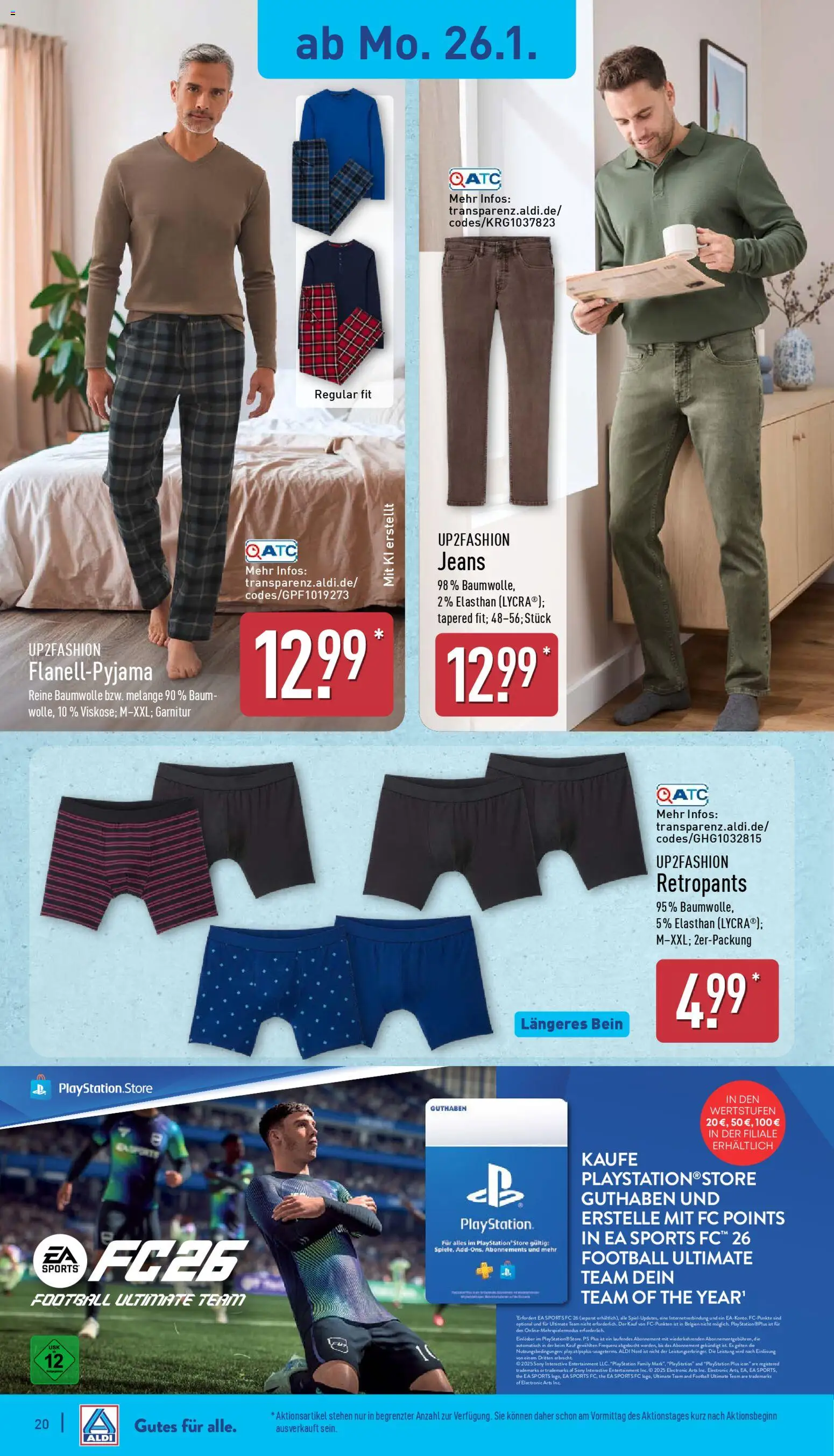 Aldi Prospekt 	 – gültig ab 26.01.2026 | Seite: 22 | Produkte: Spiel, Sony, Up2fashion, Jeans