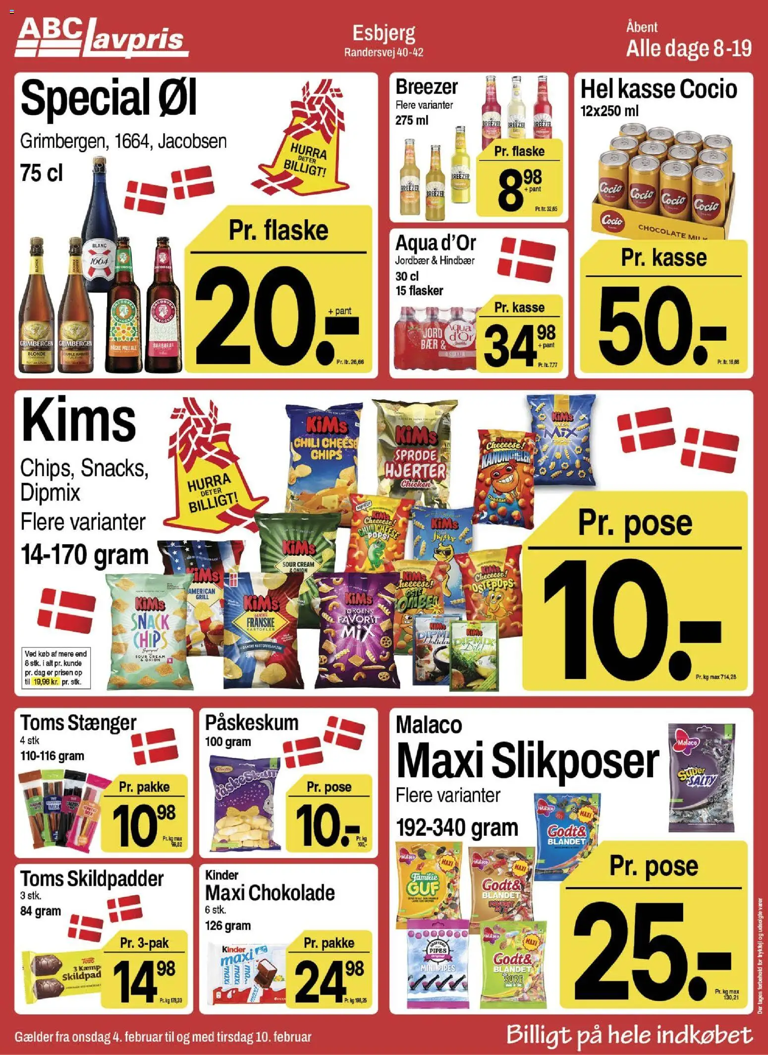 Abc Lavpris tilbudsavis – gyldig fra 04.02.2026 | Side: 16 | Produkter: Chokolade, Øl, Chips, Hindbær