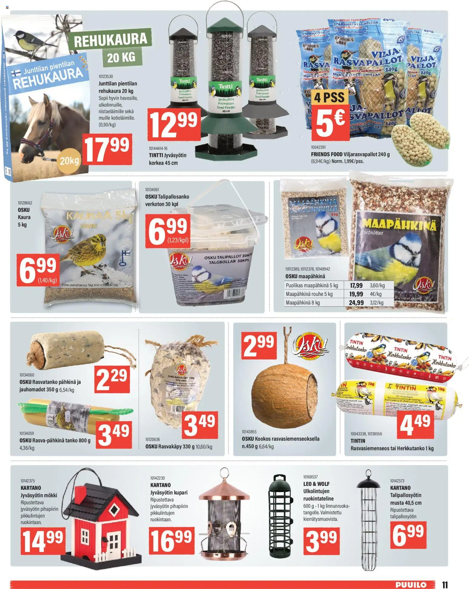 Puuilo tarjoukset – voimassa 26.01.2026 alkaen | Sivu: 11 | Tuotteet: Linnunruoka, Kaura