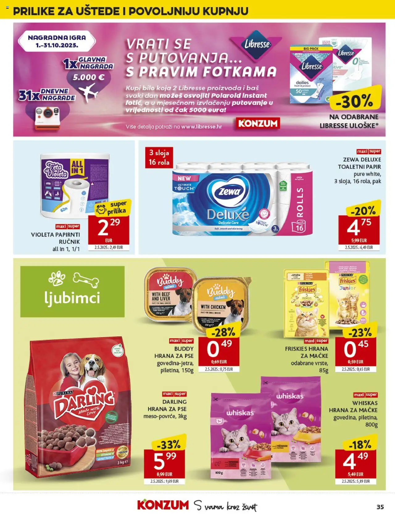 Konzum katalog | vrijedi od 08.10.2025 | Stranica: 35 | Proizvodi: Hrana za pse, Toaletni papir, Hrana za mačke, Violeta