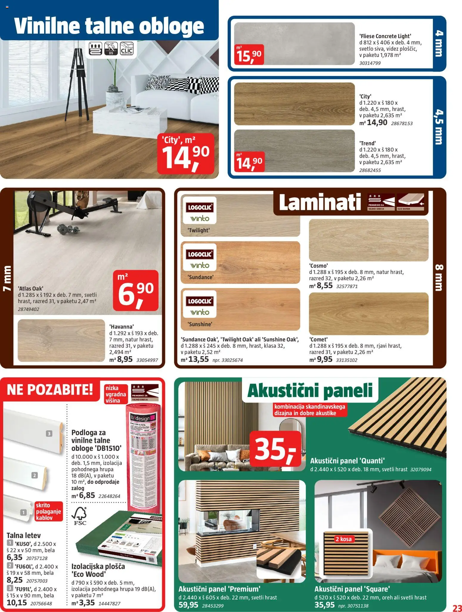 Novi Bauhaus katalog ponudbe – veljaven od 15.04.2026 | Stran: 23 | Izdelki: Laminati, Letev, Podloga