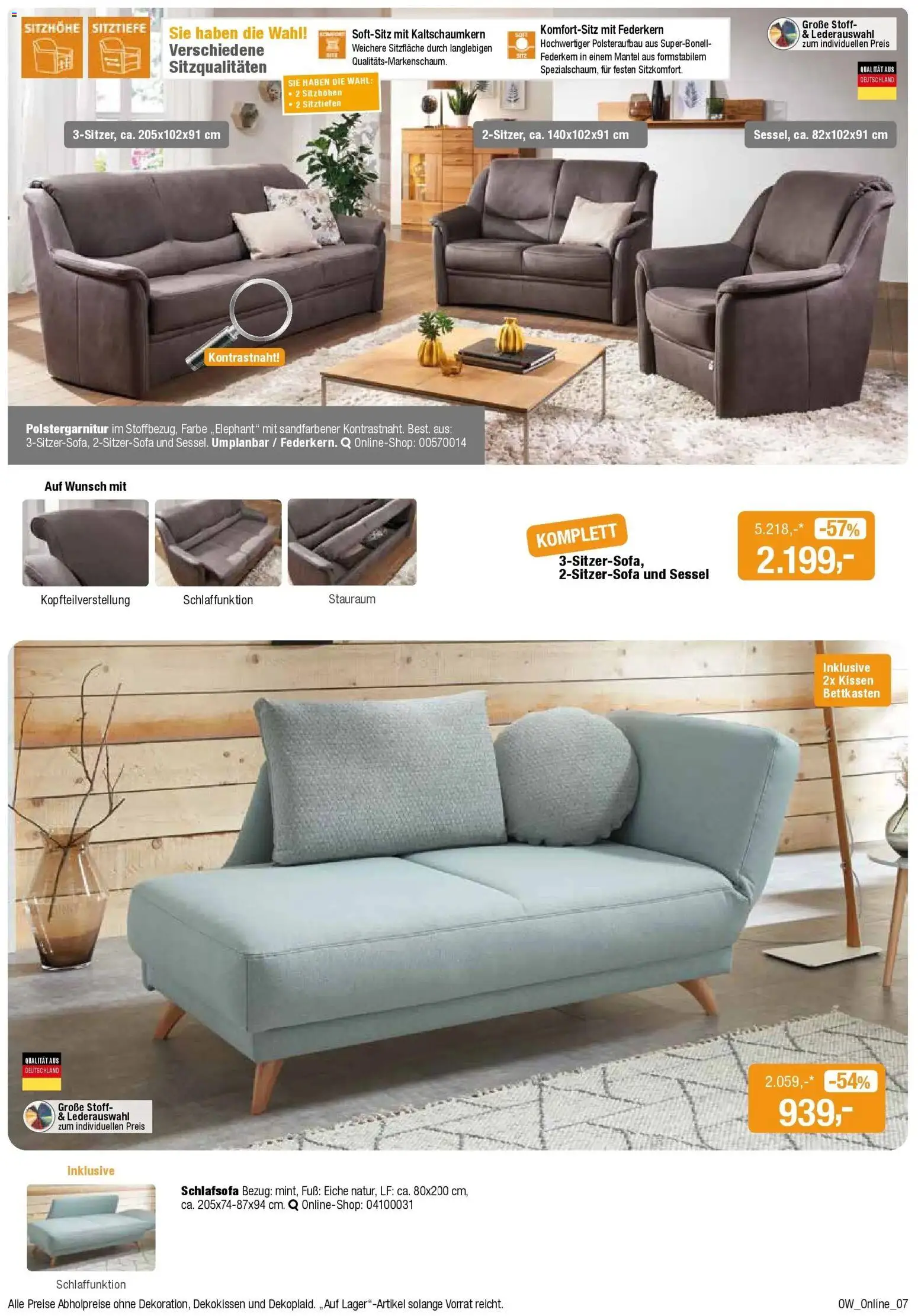 Angebote - Dein trendiges Möbelhaus – gültig ab 21.03.2026 | Seite: 7 | Produkte: Schlafsofa, Kissen, Sessel, Mantel
