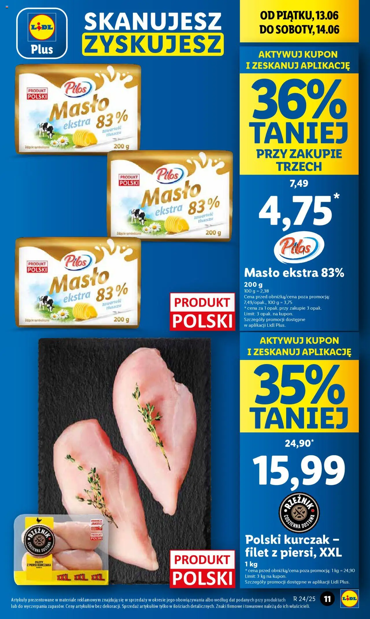 Lidl Gazetka od 12.06.2025 | Strona: 11 | Produkty: Kurczak, Merci, Masło