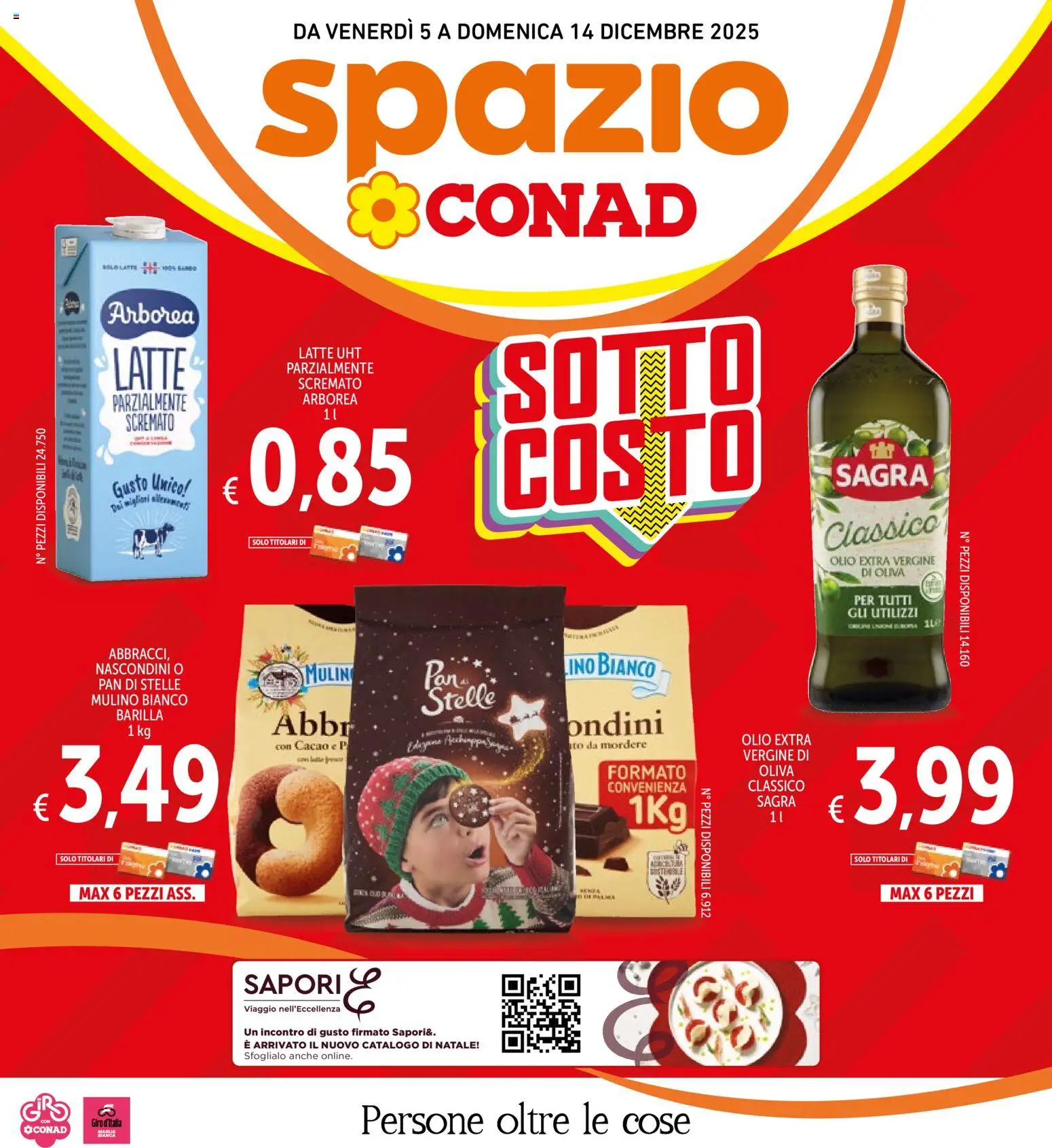 Volantino Spazio Conad del 05.12.2025 | Pagina: 1 | Prodotti: Latte, Olio, Olio extra vergine, Cacao