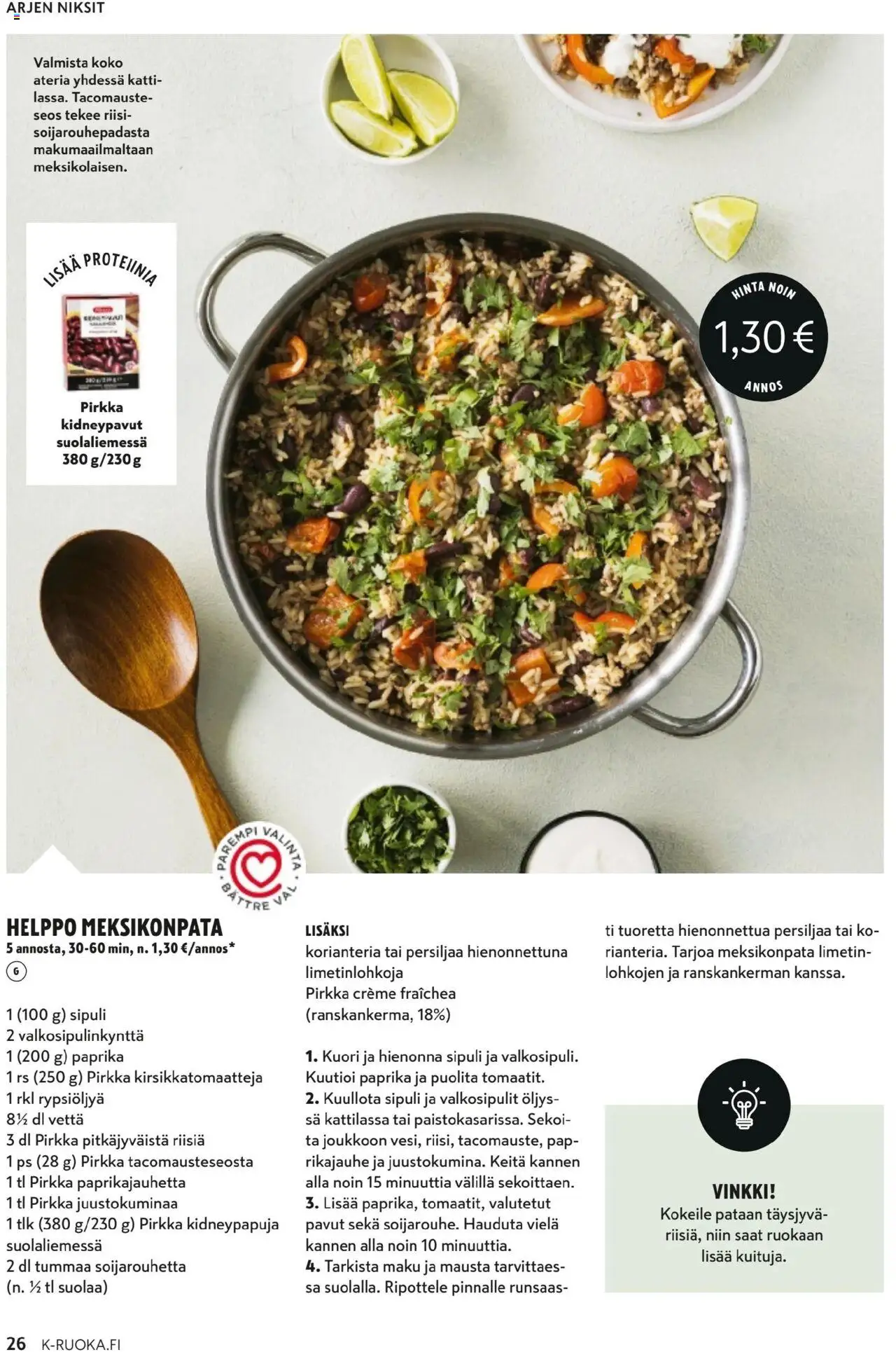 K-Market - K-Ruoka – voimassa 01.10.2025 alkaen | Sivu: 26 | Tuotteet: Paprika, Pavut, Riisi