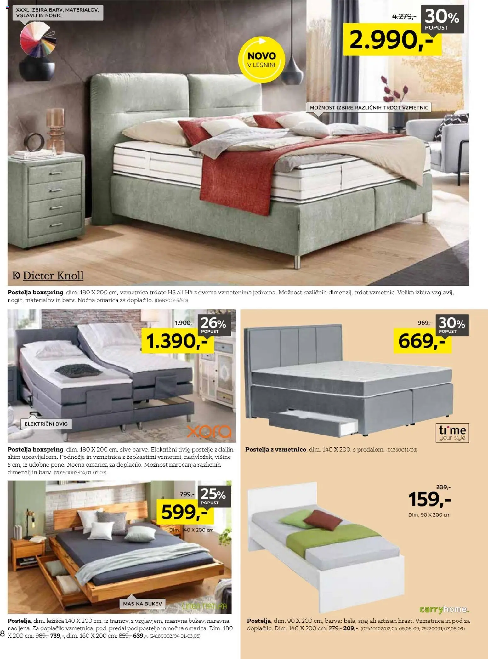 Novi XXXL Lesnina katalog ponudbe – veljaven od 17.02.2026 | Stran: 8 | Izdelki: Postelja, Vzmetnica, Nocna omarica, Barva