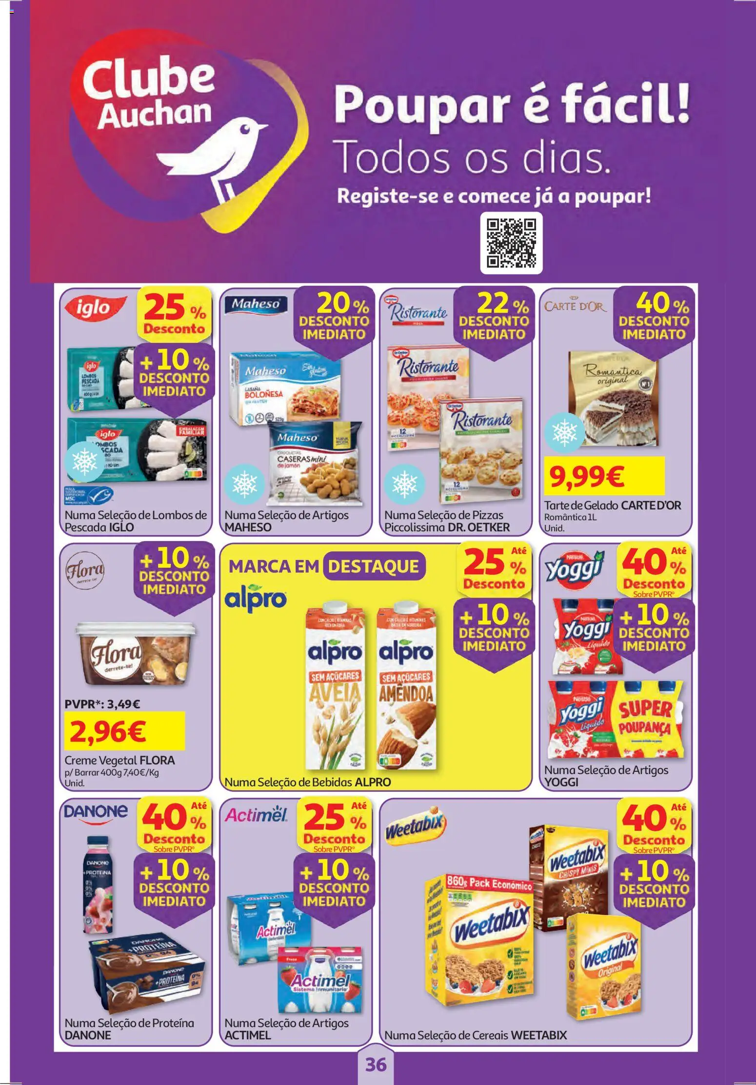 Auchan folheto │ válido de 26.03.2026 | Página: 36 | Produtos: Aveia, Pescada, Gelado, Cereais