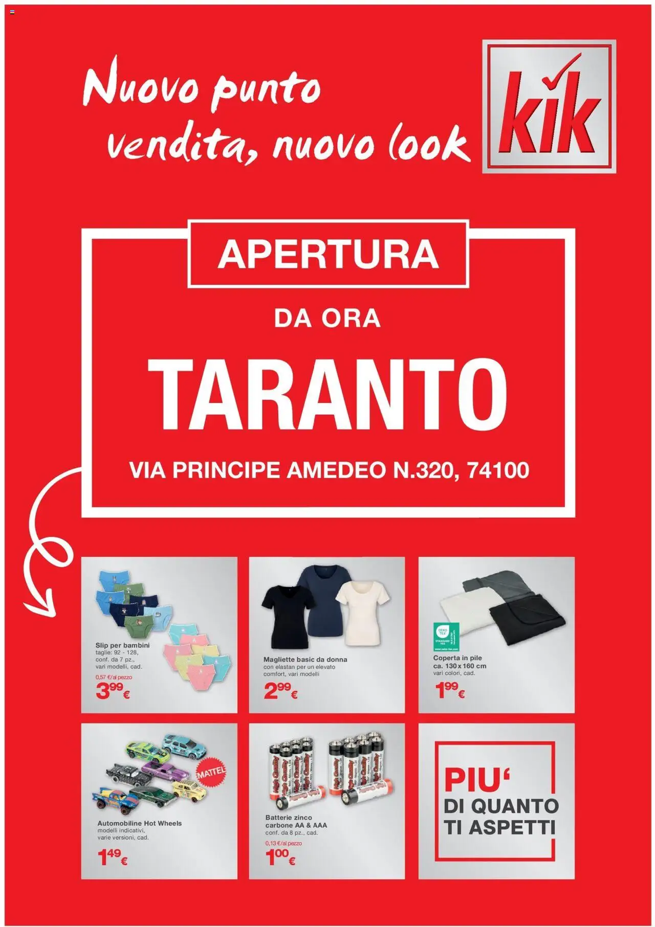 Volantino KiK del 09.04.2025 | Pagina: 1 | Prodotti: Pile, Slip, Coperta, Batterie