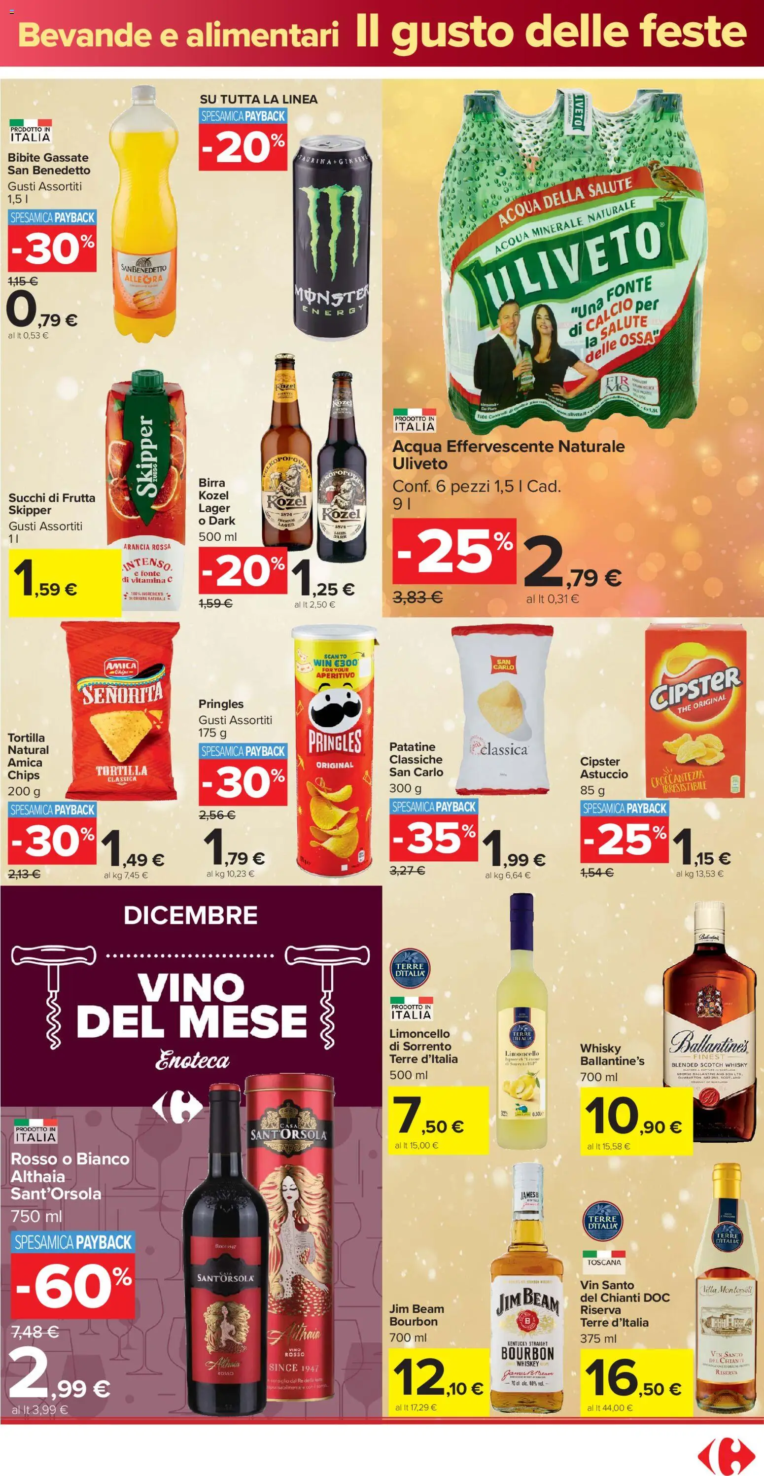 Volantino Carrefour del 16.12.2025 | Pagina: 27 | Prodotti: Bourbon, Vino, Acqua minerale, Aperitivo