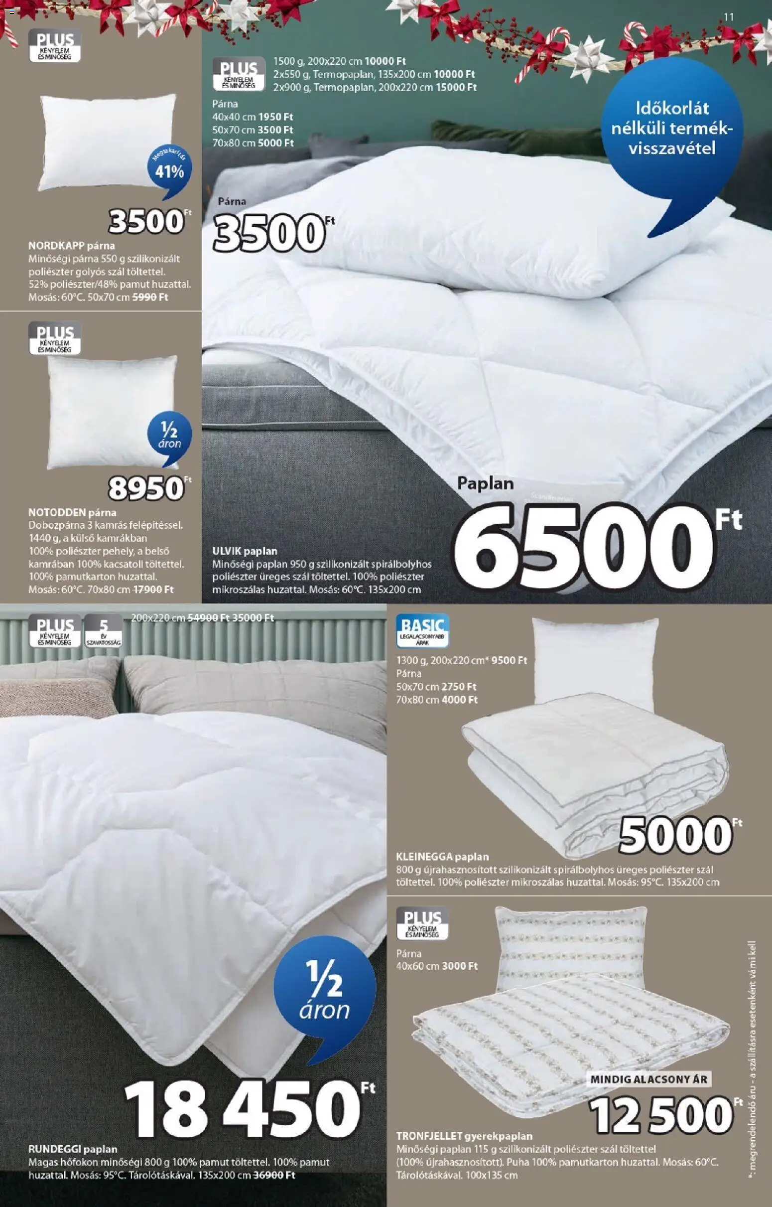 JYSK akciós ujság - amely érvényes a következő dátumtól: 17.12.2025 | Oldal: 11 | Termékek: Paplan, Párna