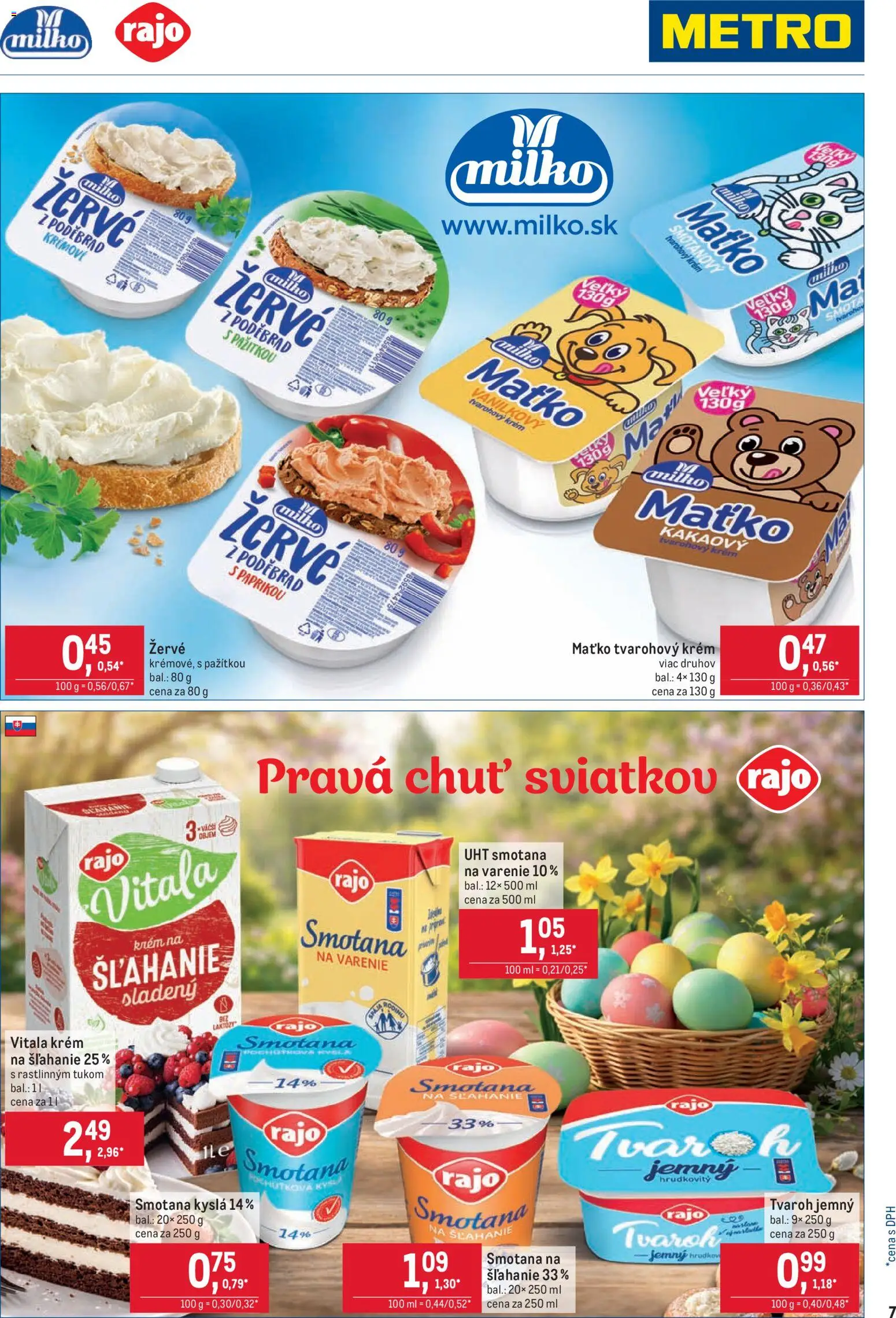 Nové Metro akcie – leták je platný od 25.03.2026 | Strana: 7 | Produkty: Smotana, Krém, Tvaroh, Smotana na šľahanie