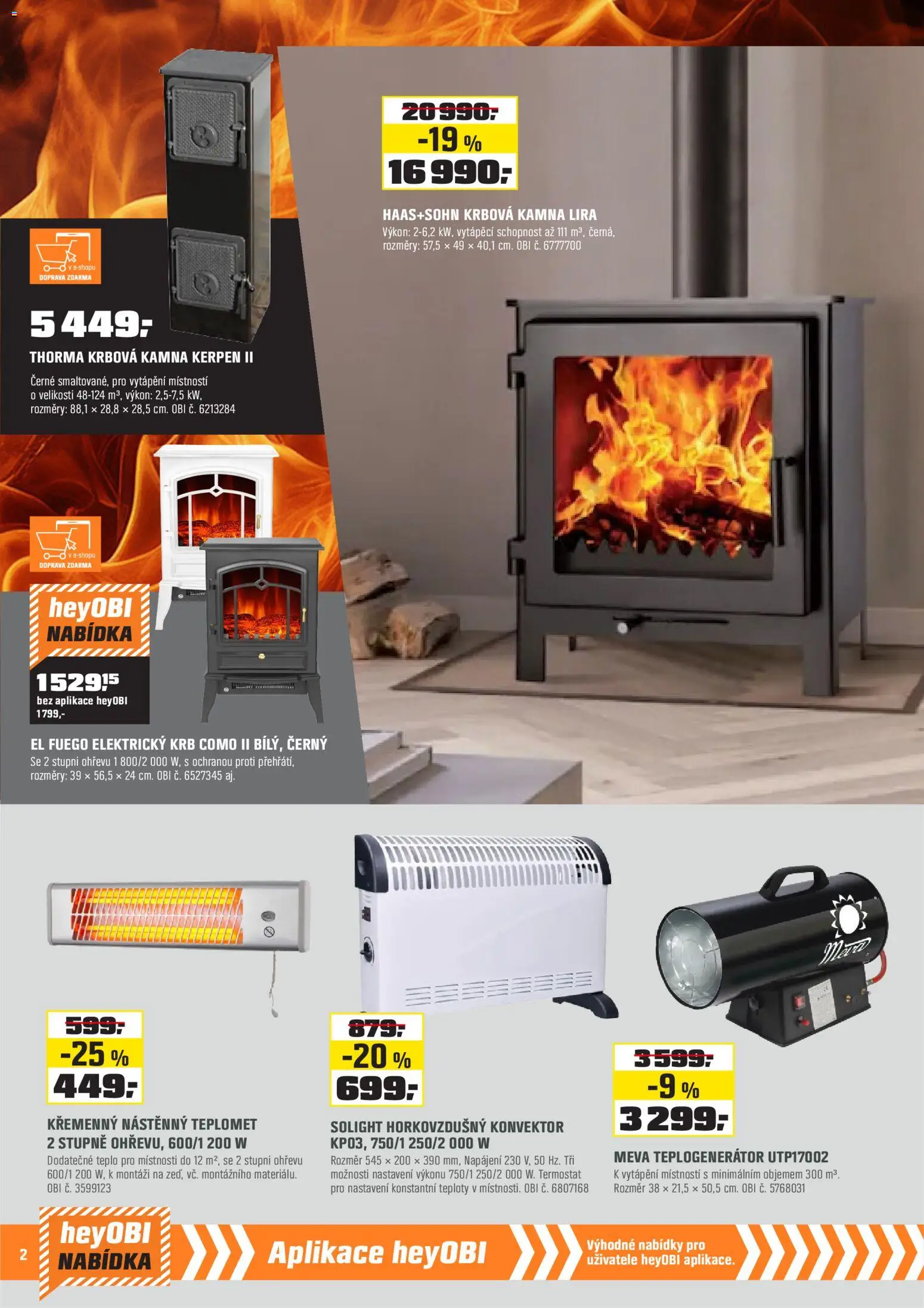 OBI leták - Králův Dvůr, Plzeň,Trmice  od 01.12.2025 | Strana: 2 | Produkty: Elektrický krb