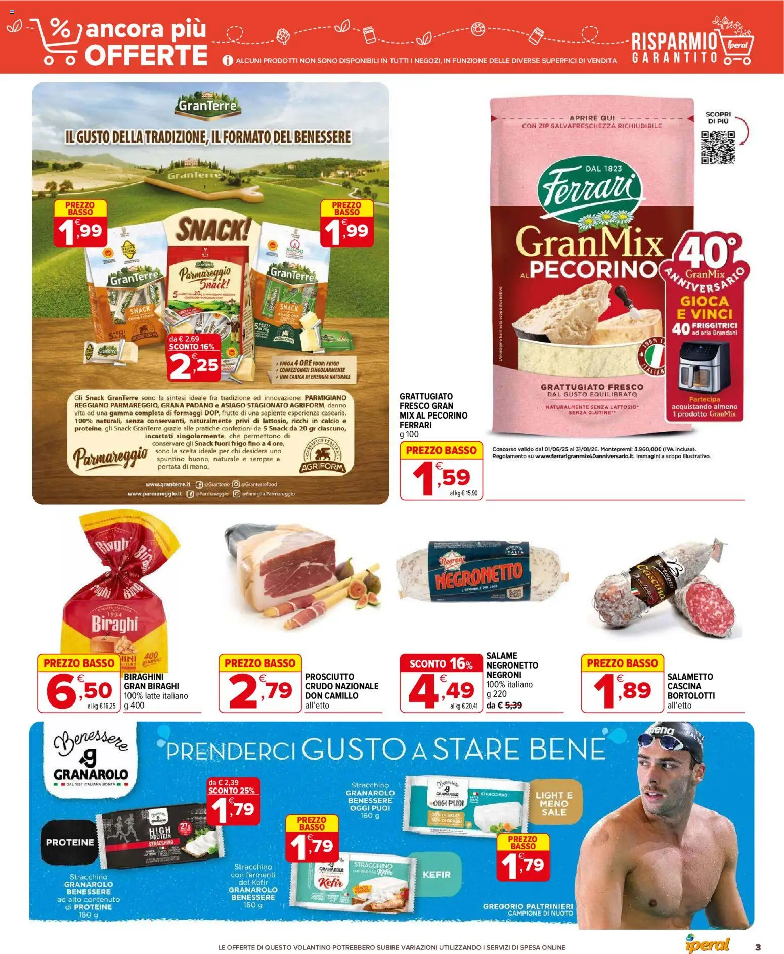 Volantino Iperal del 29.10.2025 | Pagina: 3 | Prodotti: Salame, Latte, Grana Padano, Stracchino