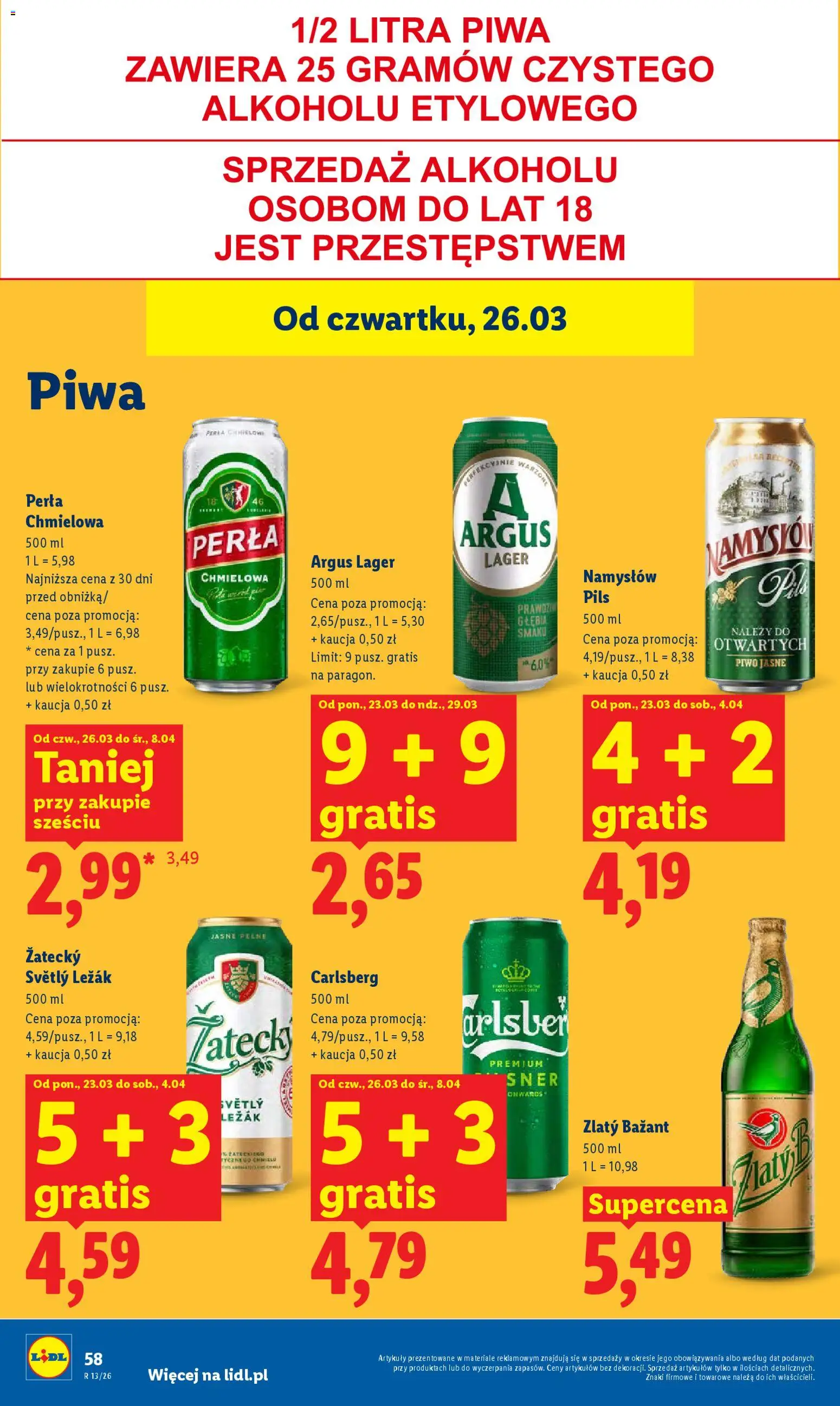Lidl Polsko leták od 26.03.2026 | Strana: 58 | Produkty: Argus, Zlatý Bažant, Perla