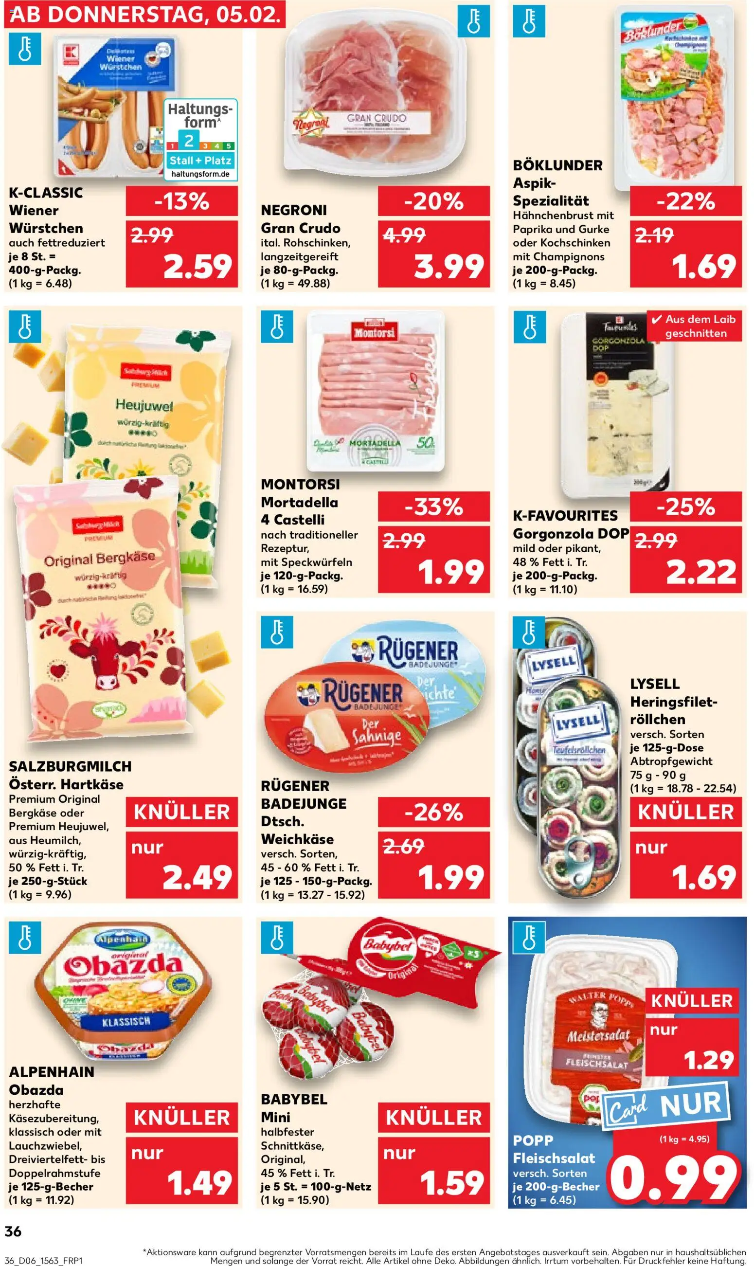 Kaufland prospekt Hamburg	 – gültig ab 05.02.2026 | Seite: 36 | Produkte: Wiener wurstchen, Champignons, Paprika, Babybel
