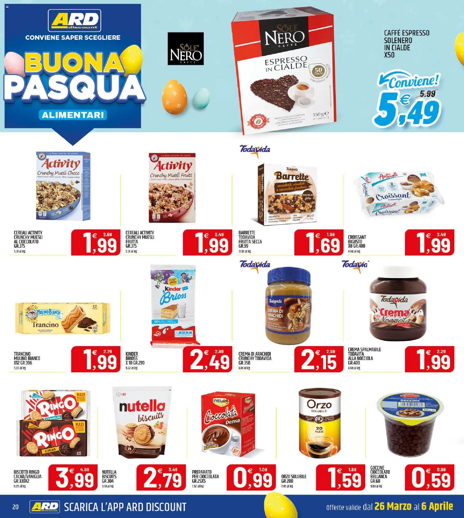 Volantino ARD Discount del 26.03.2026 | Pagina: 20 | Prodotti: Muesli, Frutta, Mandorle, Croissant