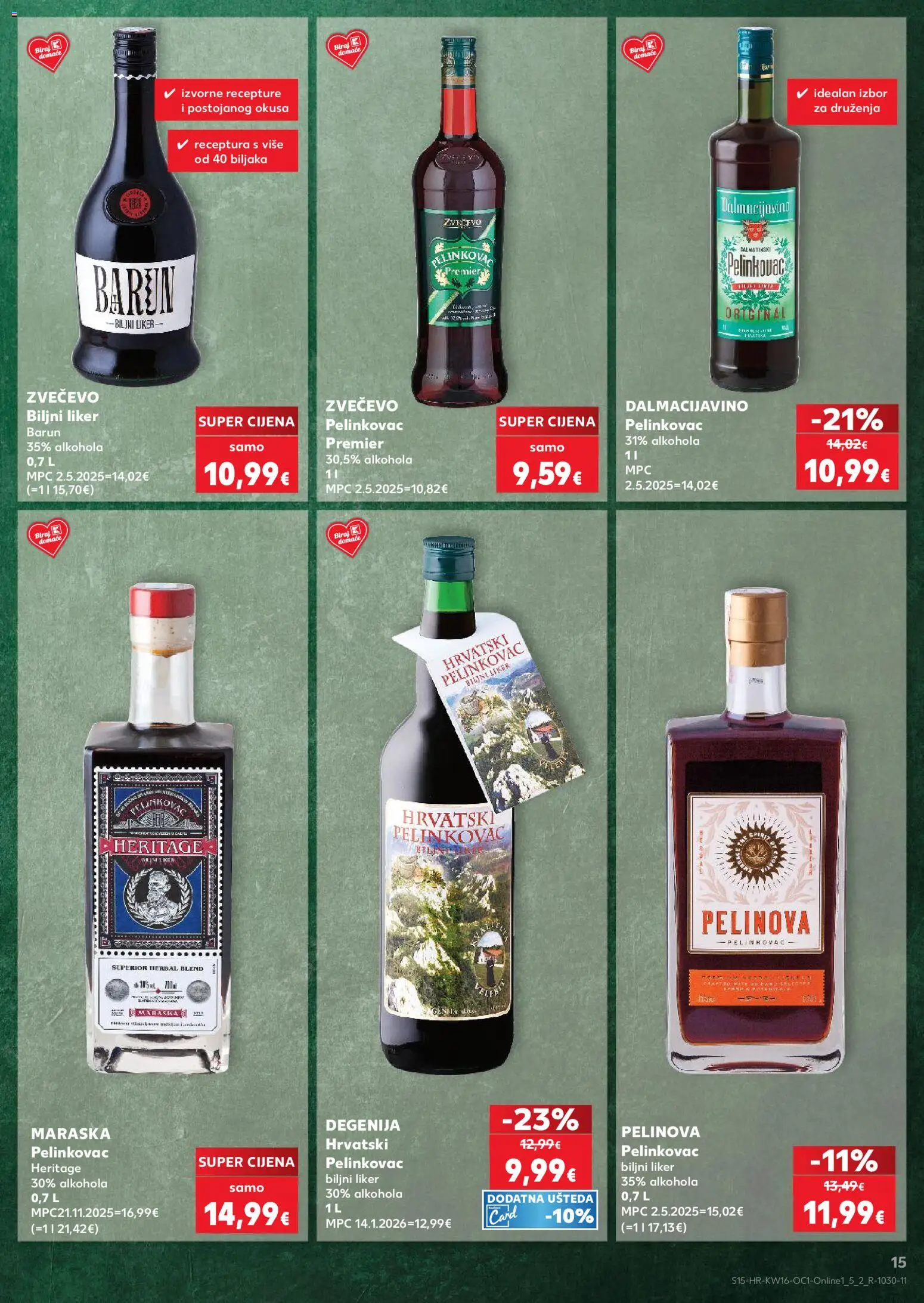 Kaufland katalog | vrijedi od 15.04.2026 | Stranica: 15 | Proizvodi: Pelinkovac, Liker