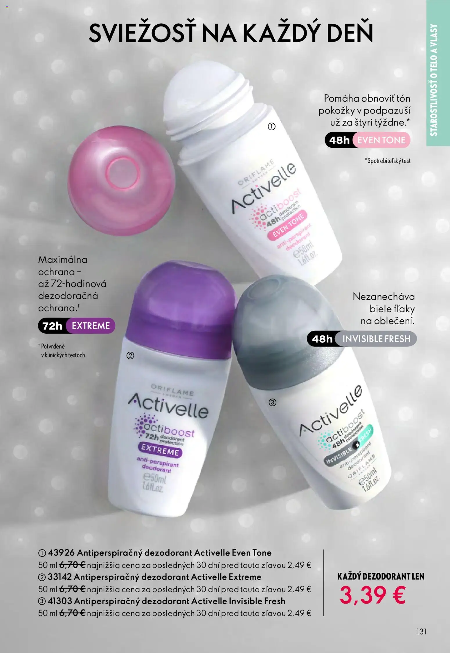 Nové Oriflame akcie – leták je platný od 25.03.2026 | Strana: 131 | Produkty: Dezodorant, Antiperspirant